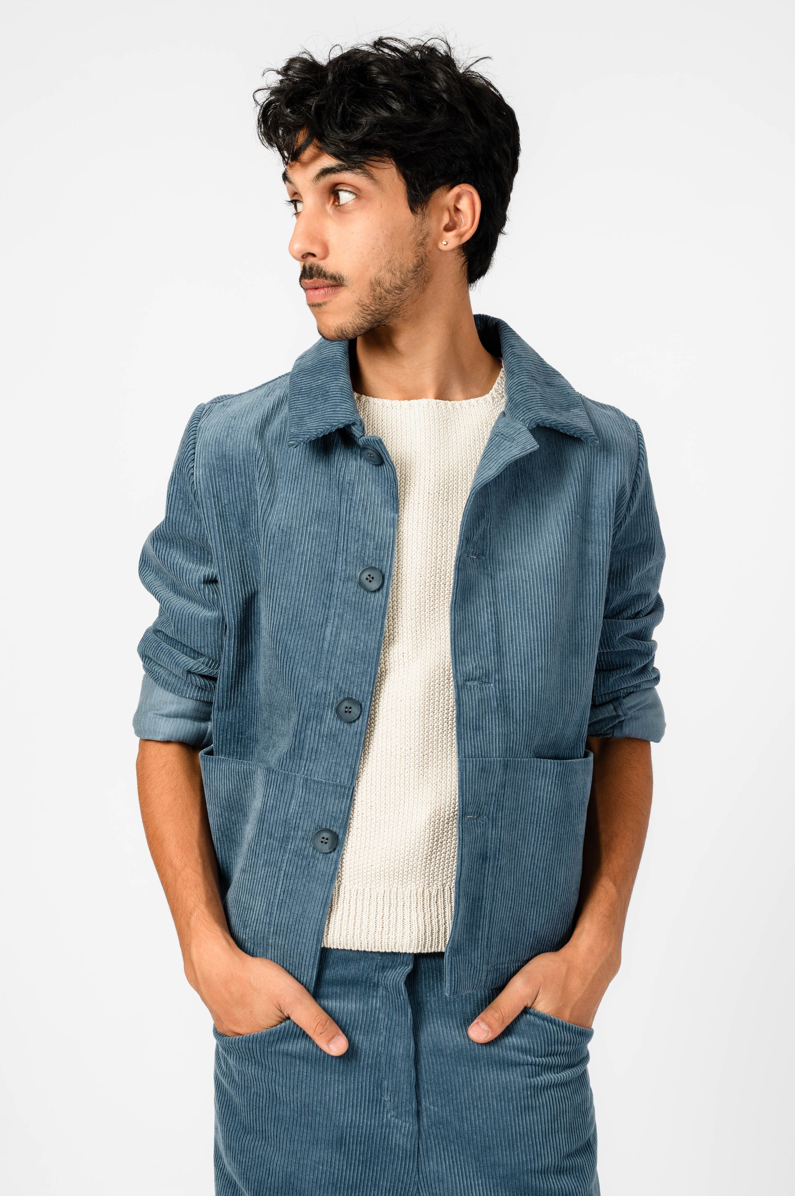 NNIstudio - CARGO 2.5 Kurz-Jacke Cord - Jeans Blue - XS -