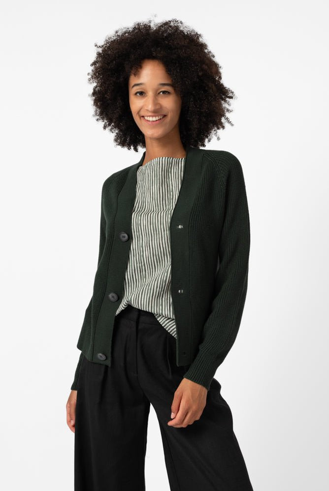 NNIstudio - COTTON Cardigan - Dunkelgrün - XS -