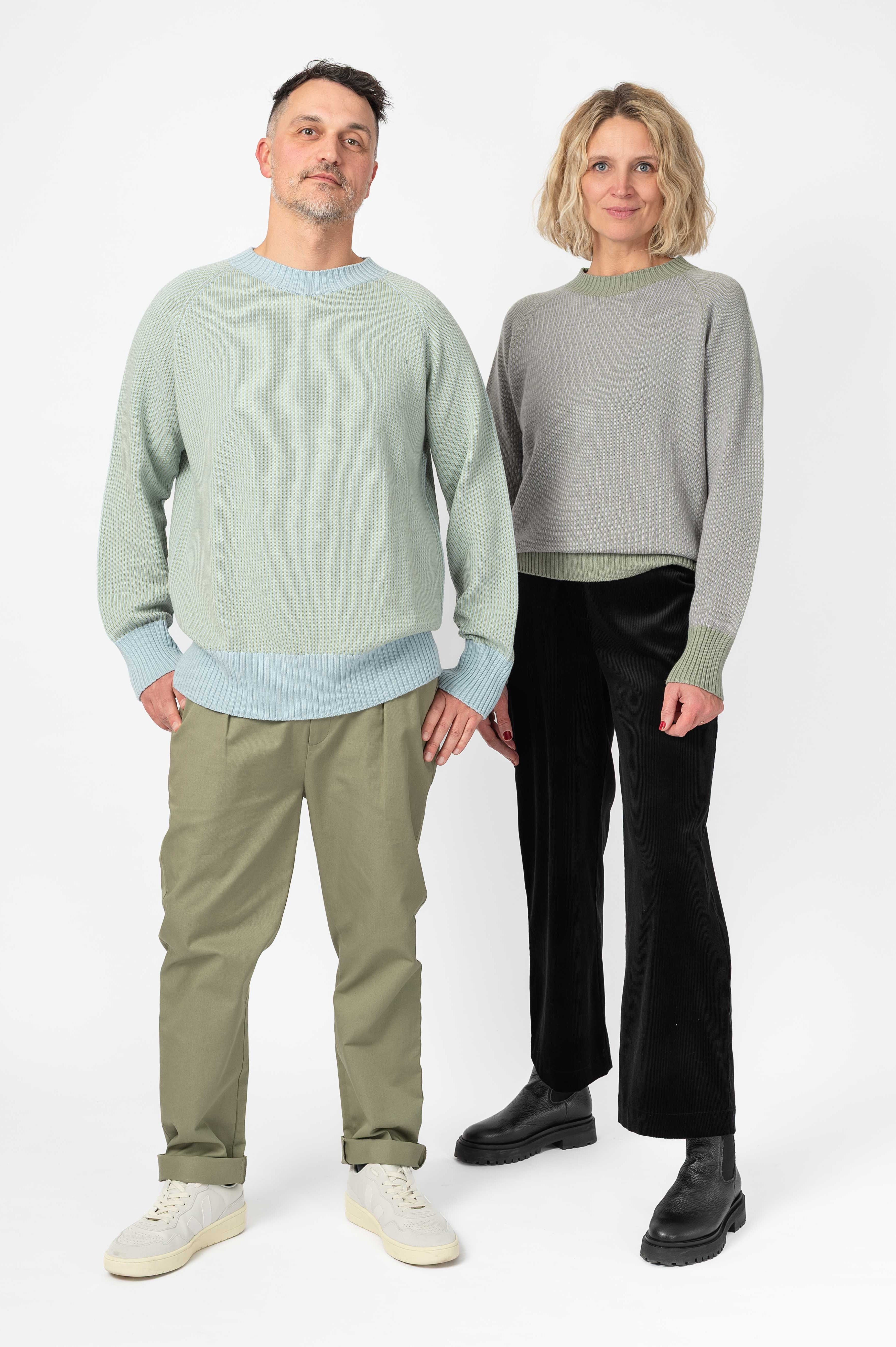 NNIstudio - CREW Strick - Pullover - Tea Green / Lavender Frost - XS -