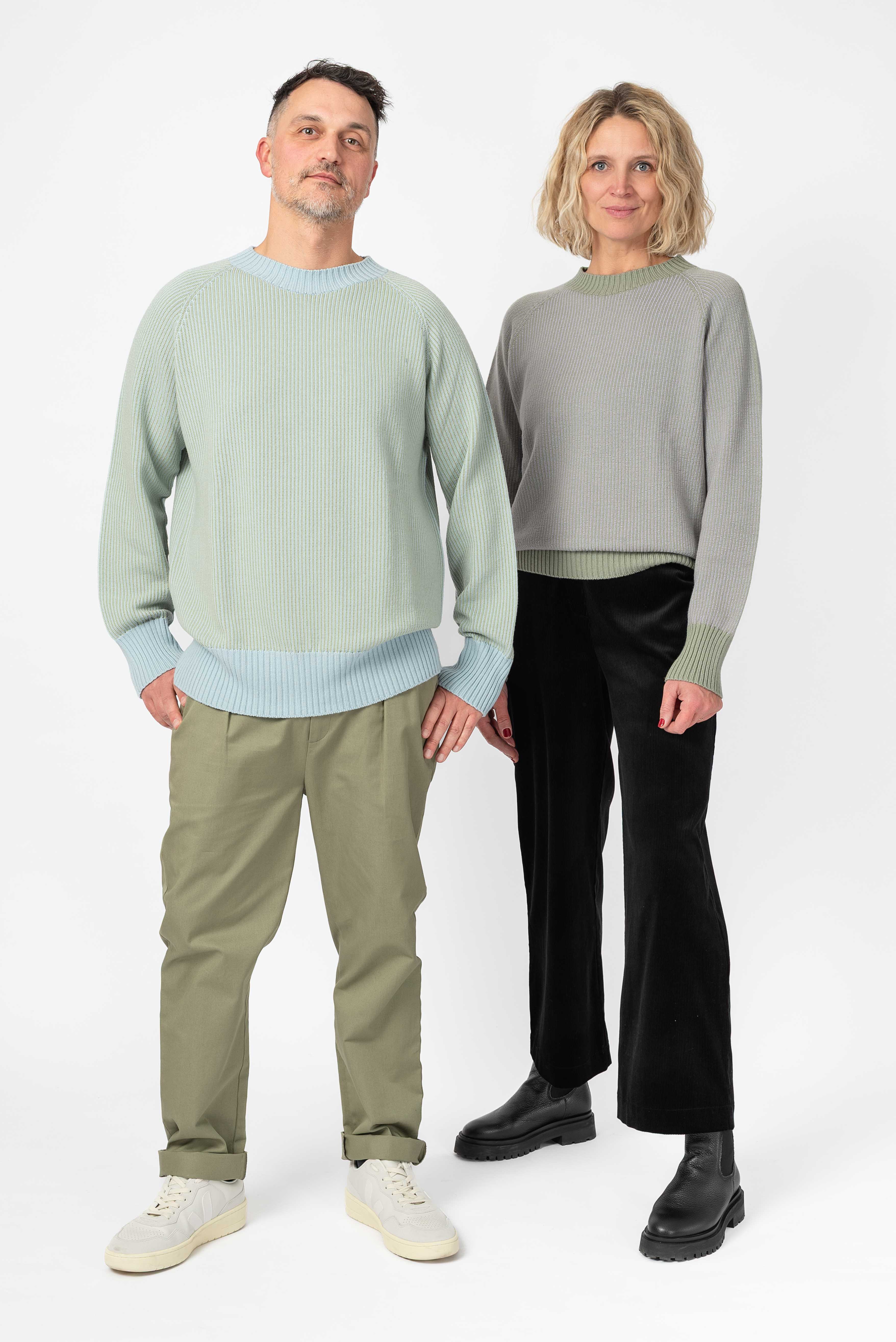 NNIstudio - CREW Strick - Pullover - Tea Green / Lavender Frost - XS -