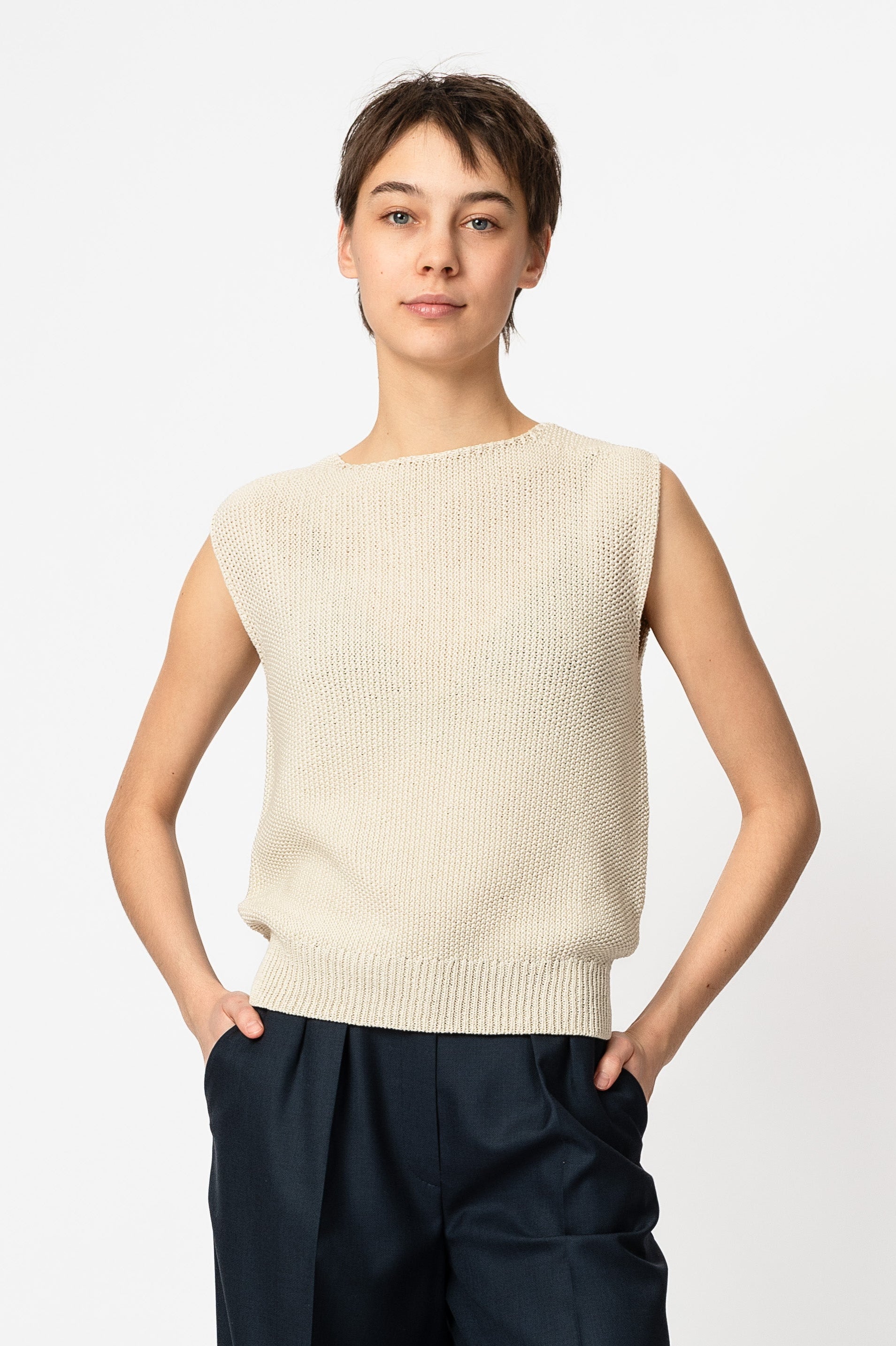 NNIstudio - CRISP Strick - Pullunder - Pearl White - XS -