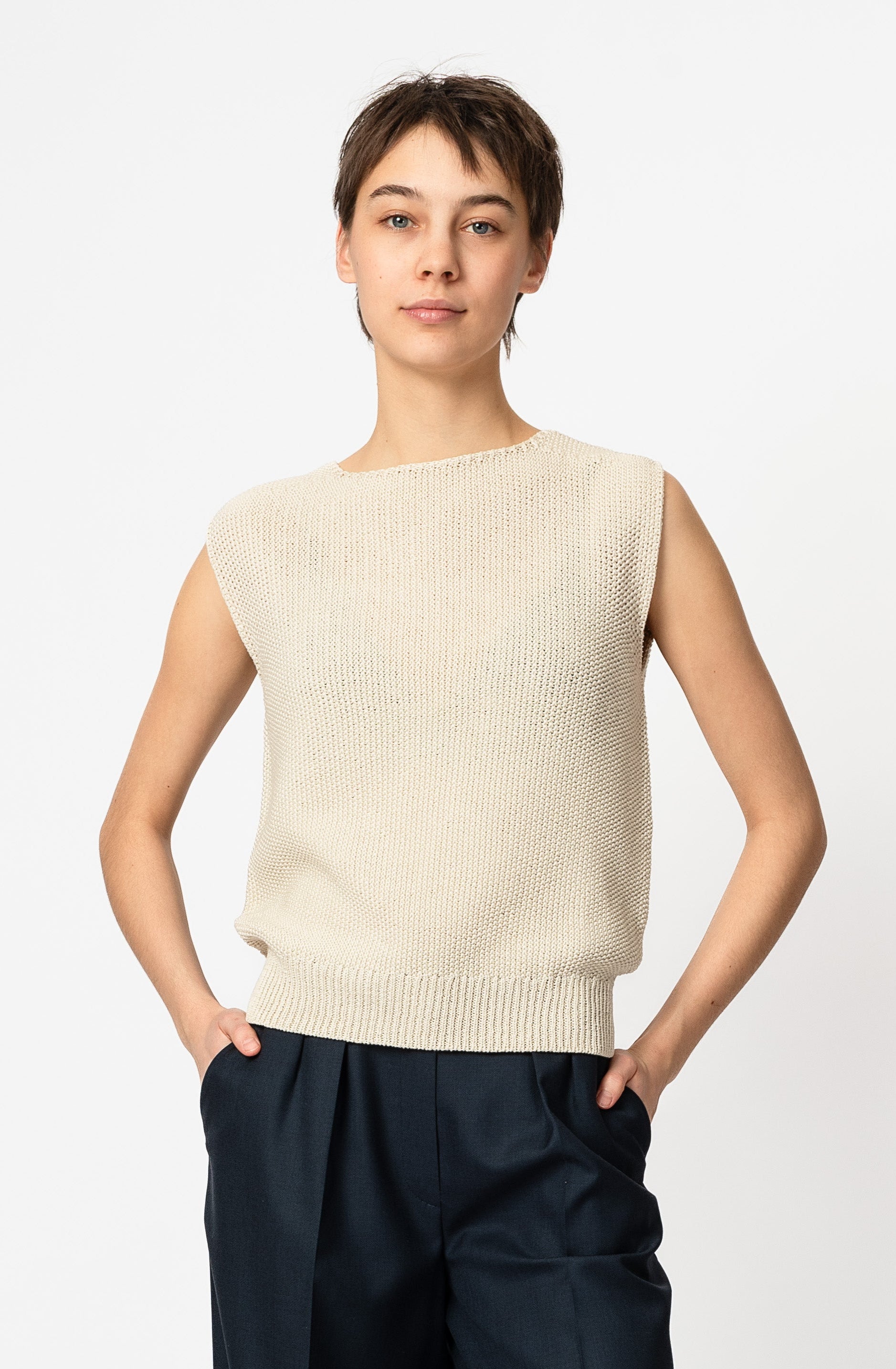 NNIstudio - CRISP Strick - Pullunder - Pearl White - XS -