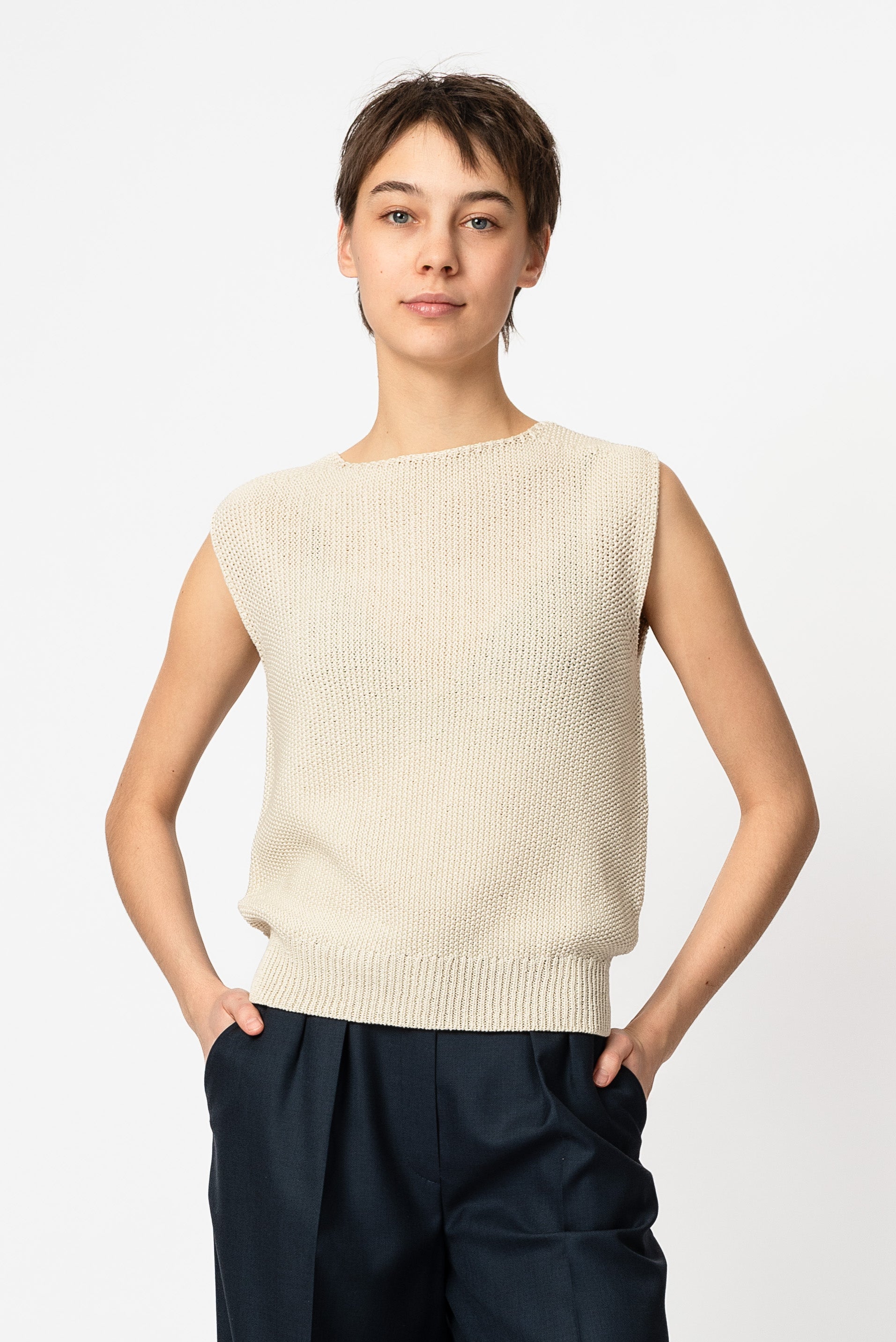 NNIstudio - CRISP Strick - Pullunder - Pearl White - XS -