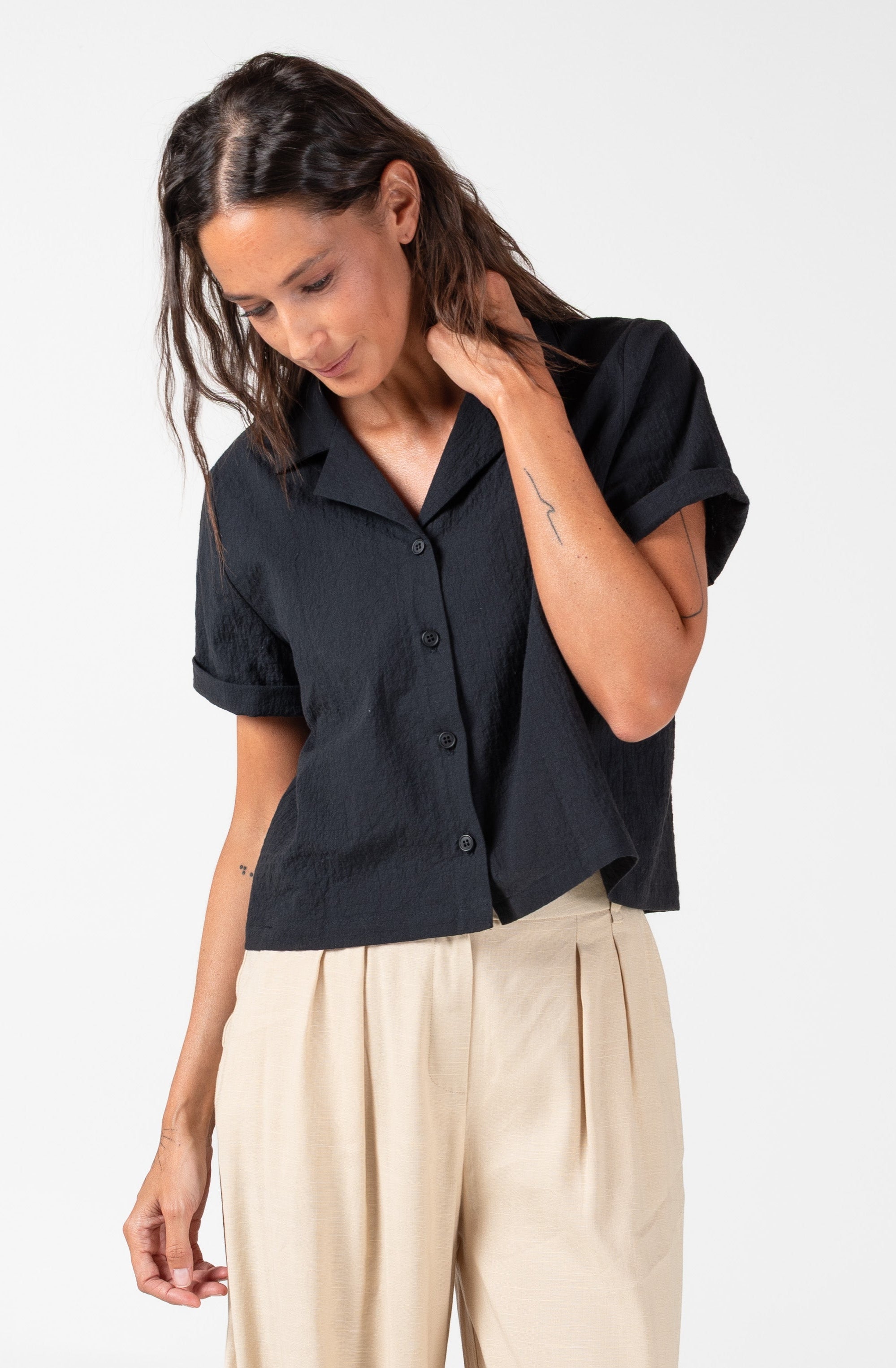 NNIstudio - CUBAN Bluse - Ebony Black - XS/S -