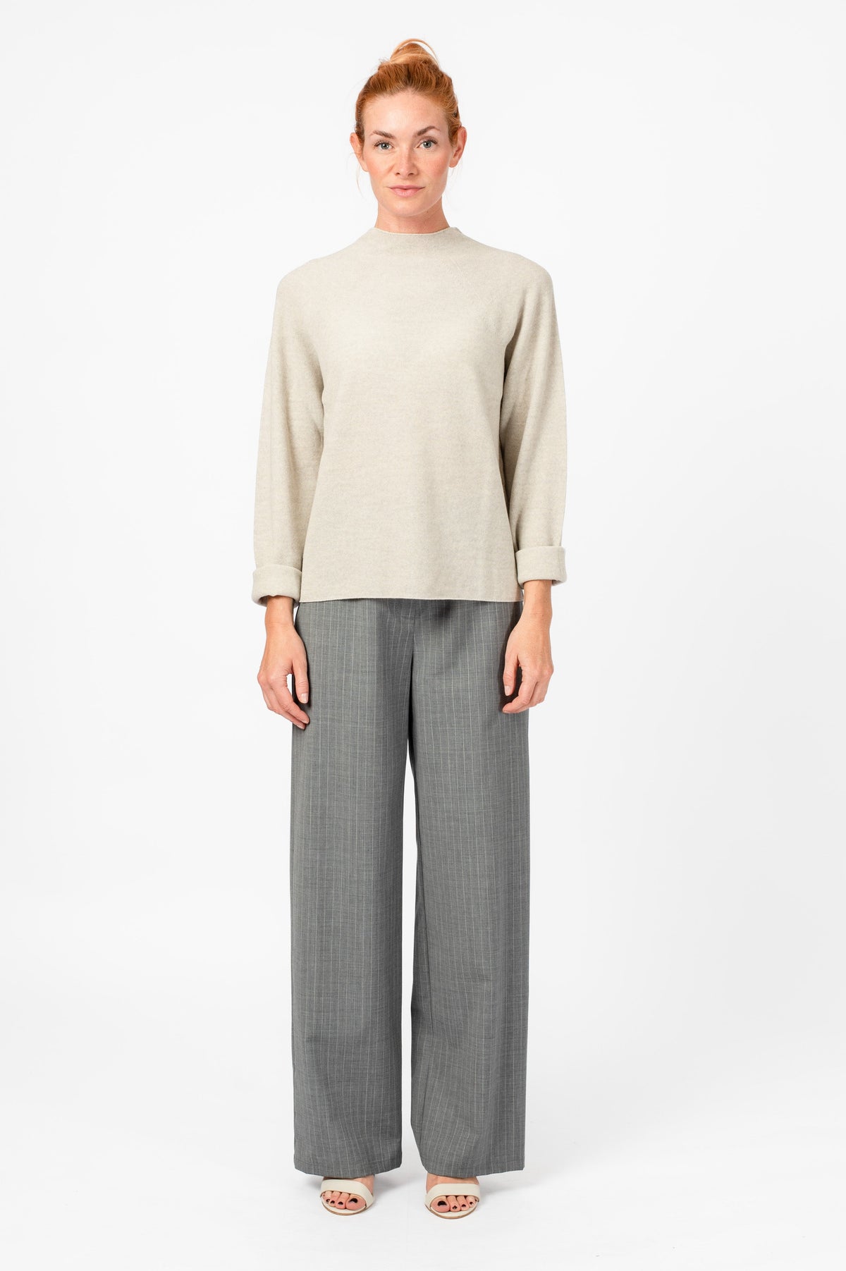 NNIstudio - HALFWAY Strick-Pullover - Apricot - XS cropped fit -