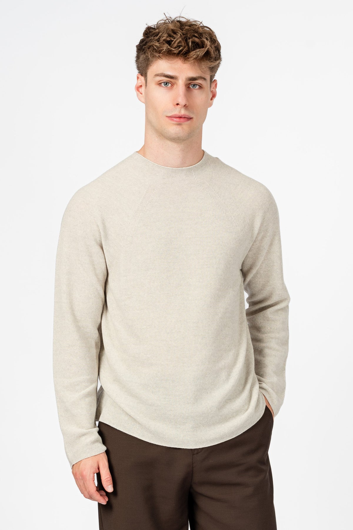NNIstudio - HALFWAY Strick-Pullover - Birch Melange - XS cropped fit -