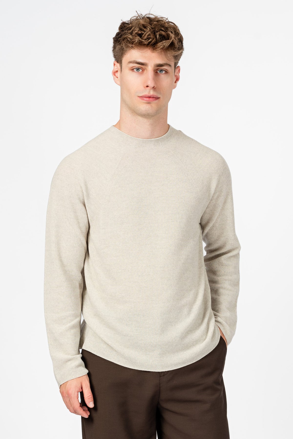 NNIstudio - HALFWAY Strick-Pullover - Birch Melange - XS cropped fit -
