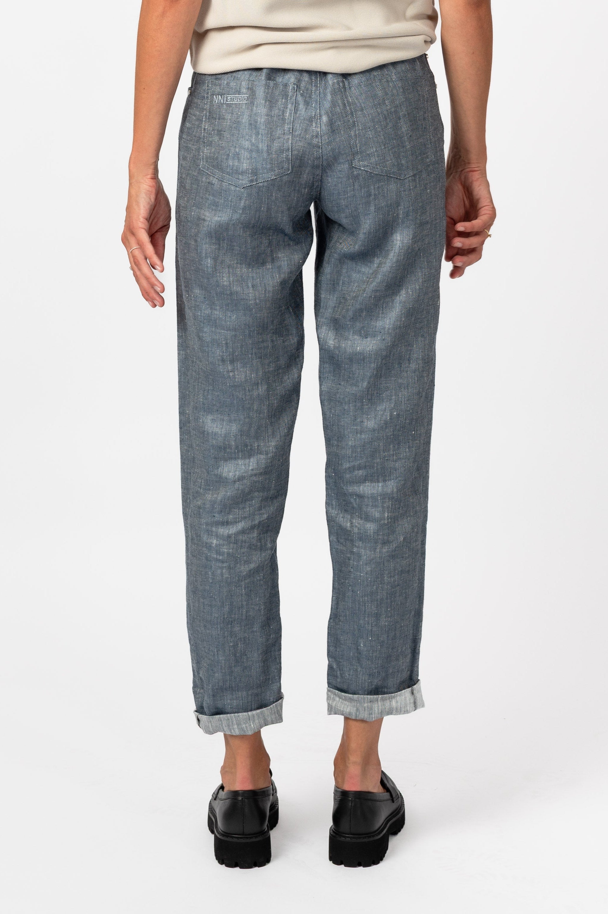 NNIstudio - LAB I JEANS Hose Leinen - Dusty Blue - XXS -
