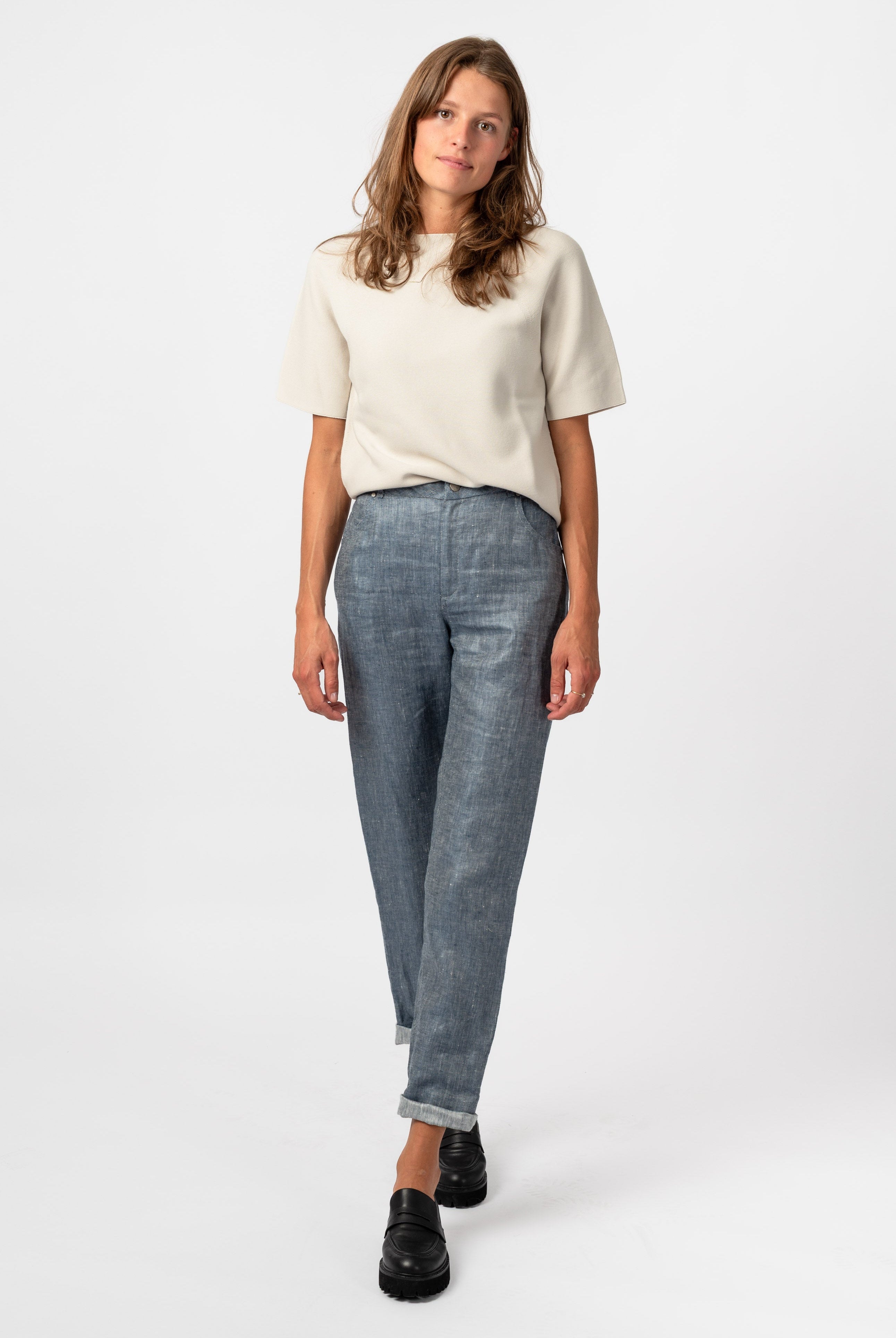 NNIstudio - LAB I JEANS Hose Leinen - Dusty Blue - XXS -