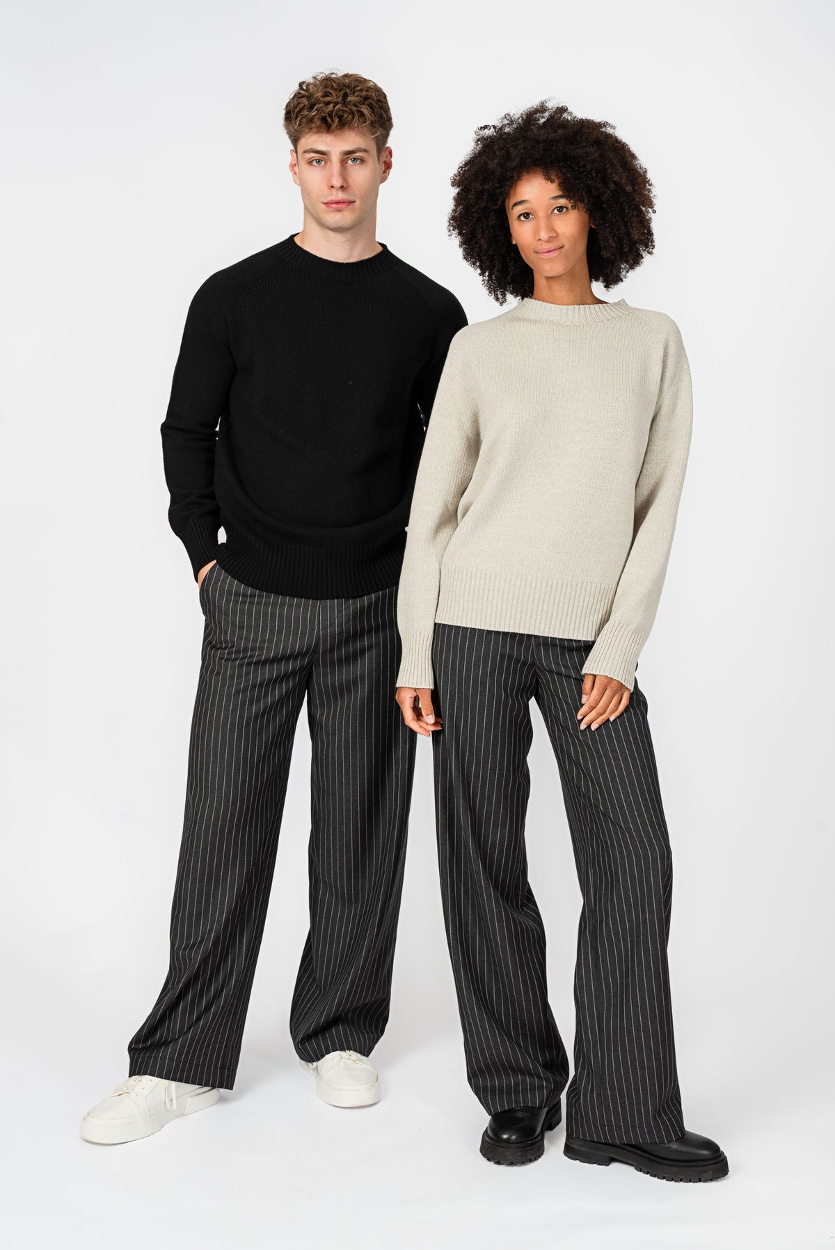 NNIstudio - MARLENE Hose Wool Striped - Anthracite Melange | Striped - XS -