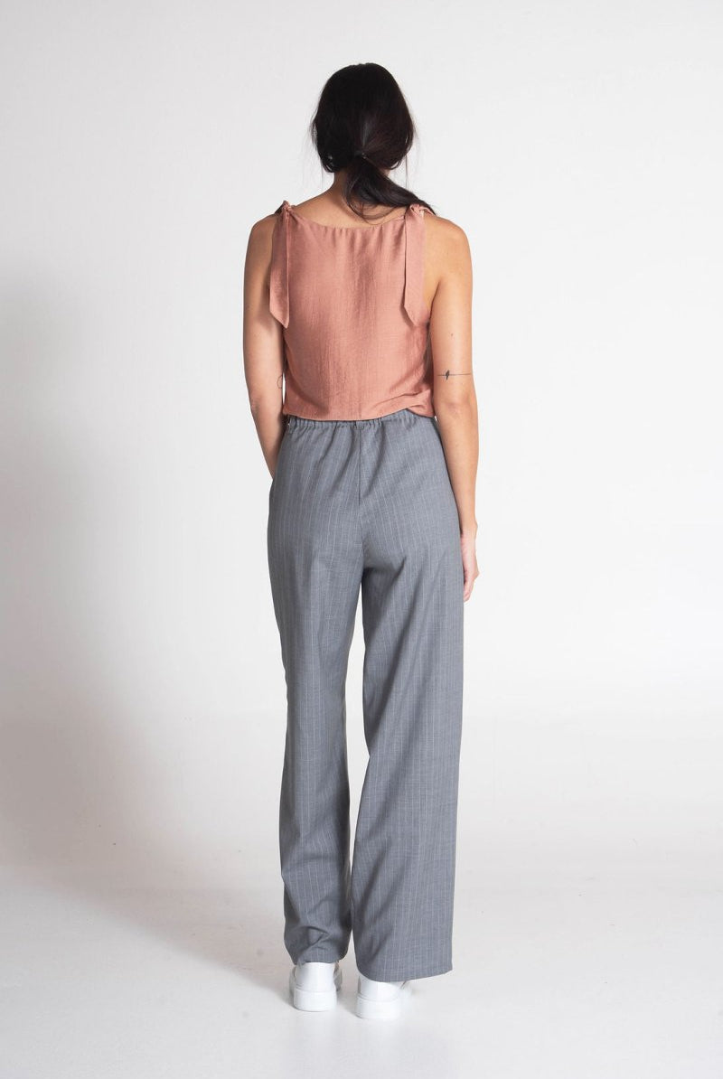 NNIstudio - MARLENE WOOL Hose - Hellgrau gestreift - XS -