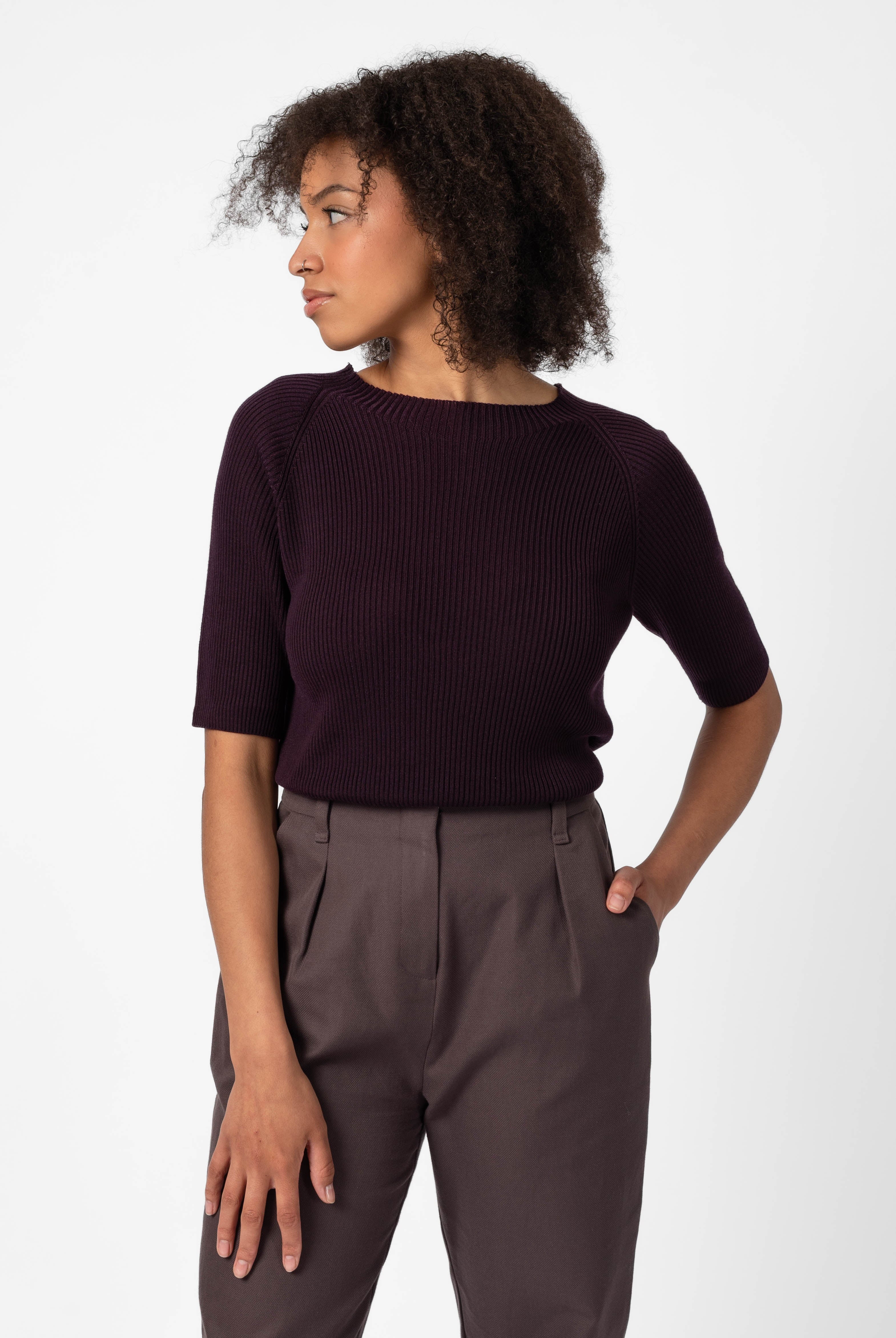 NNIstudio - NECKLINE Shirt - Blackberry Purple - XS -