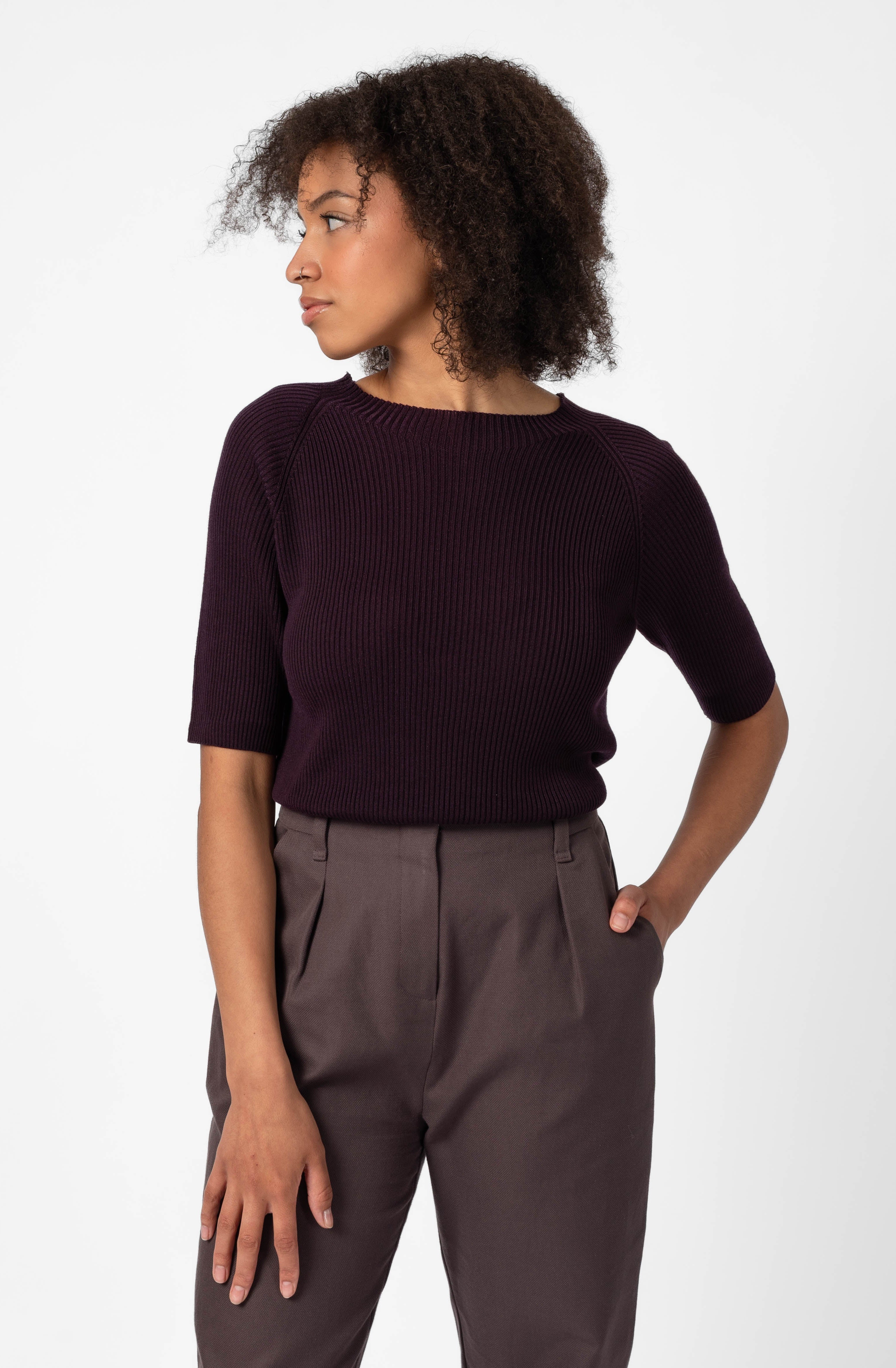 NNIstudio - NECKLINE Shirt - Blackberry Purple - XS -