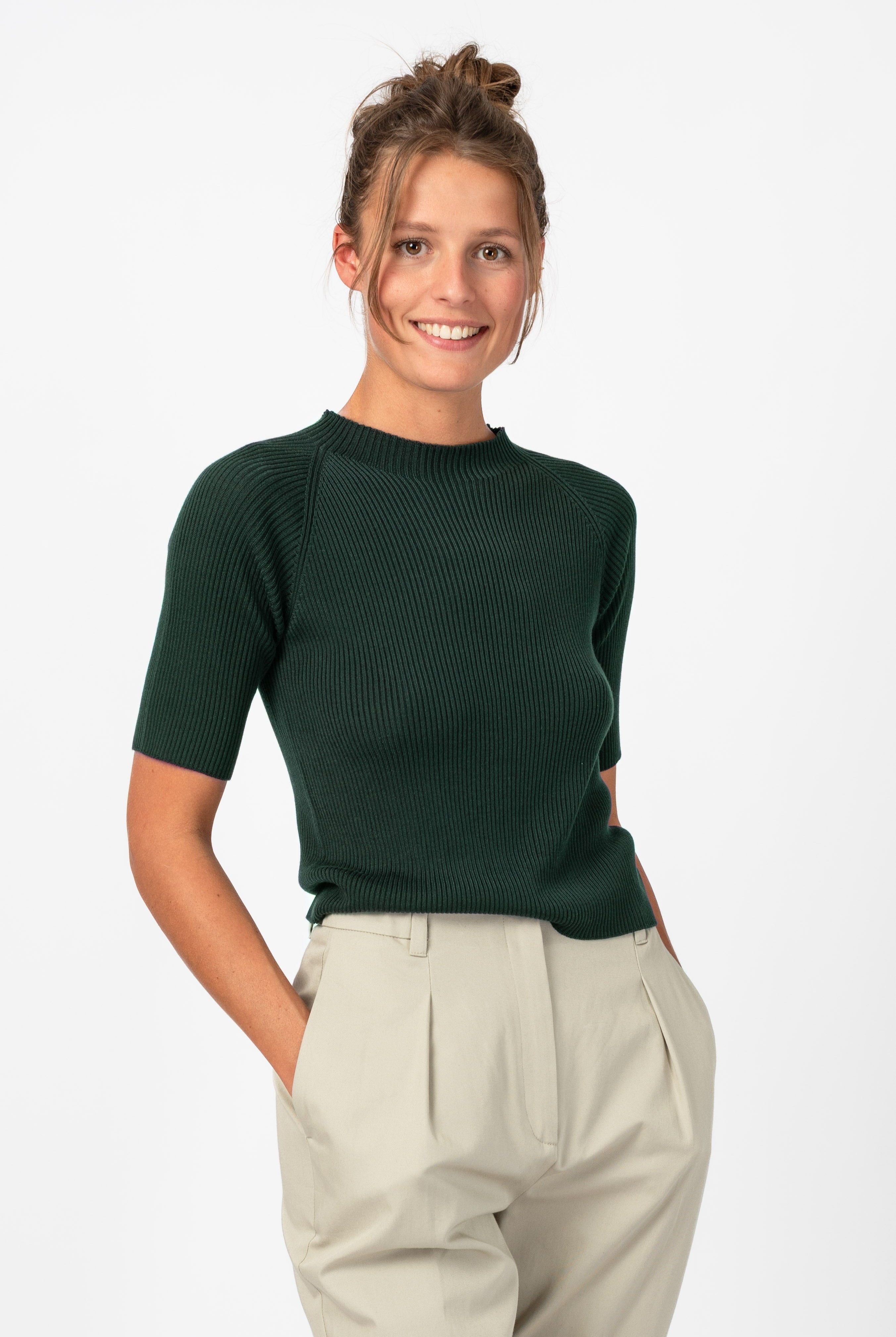 NNIstudio - NECKLINE Strick - Shirt - Hunter Green - XS -