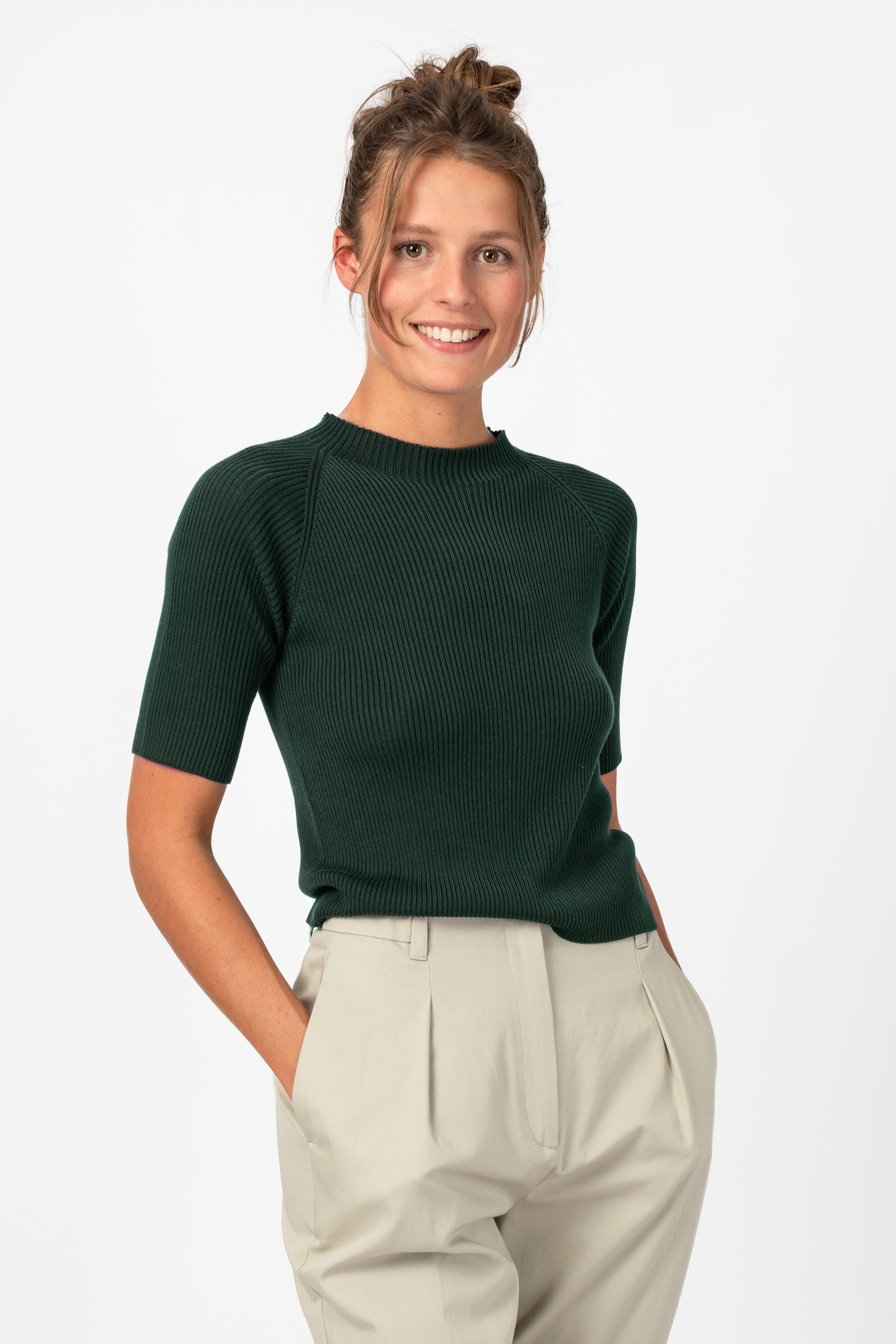 NNIstudio - NECKLINE Strick - Shirt - Hunter Green - XS -