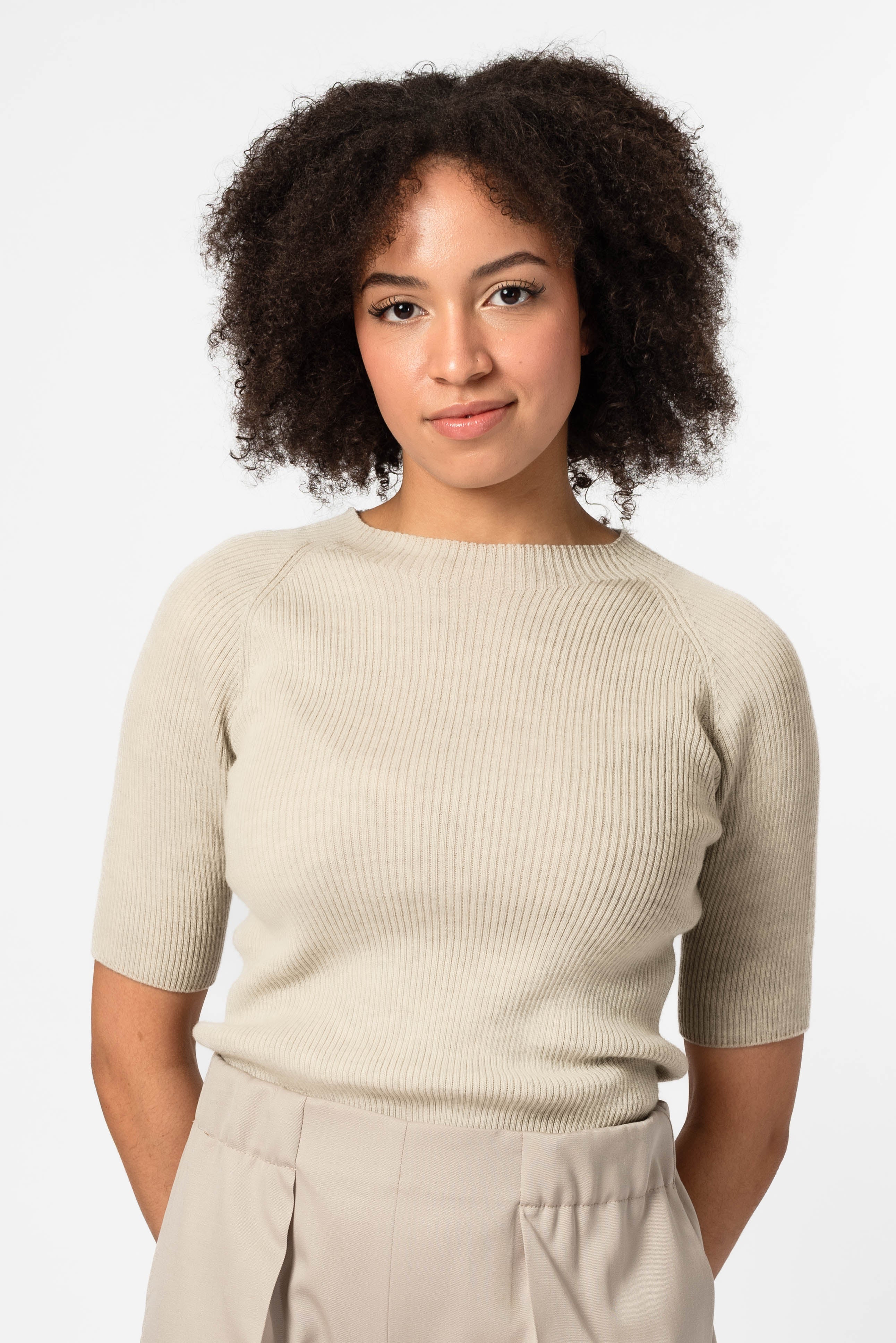 NNIstudio - NECKLINE Strick - Shirt Wool - Seed Pearl - XS -