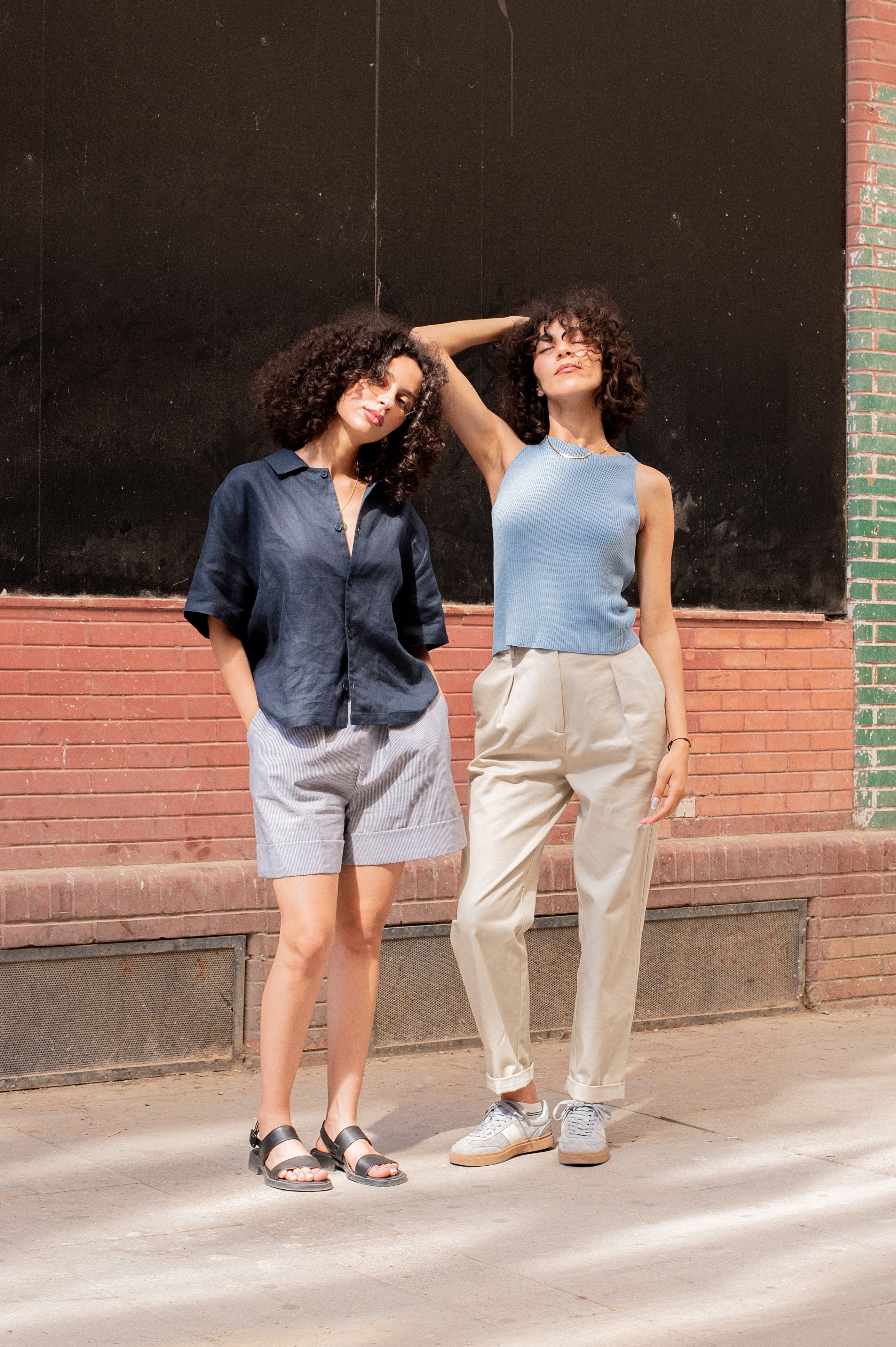 NNIstudio - NECKLINE Strick-Top Linen - Faded Denim - XS -