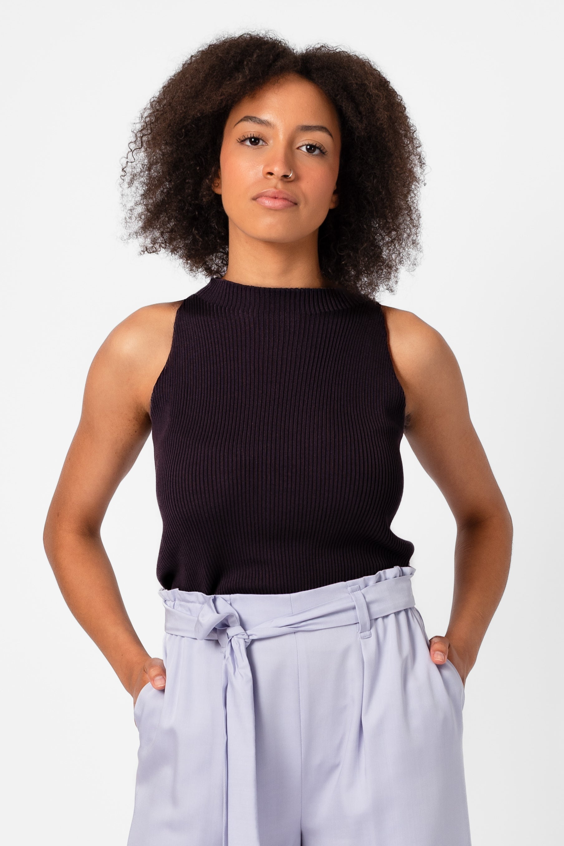 NNIstudio - NECKLINE Strick - Top - Blackberry Purple - XS -