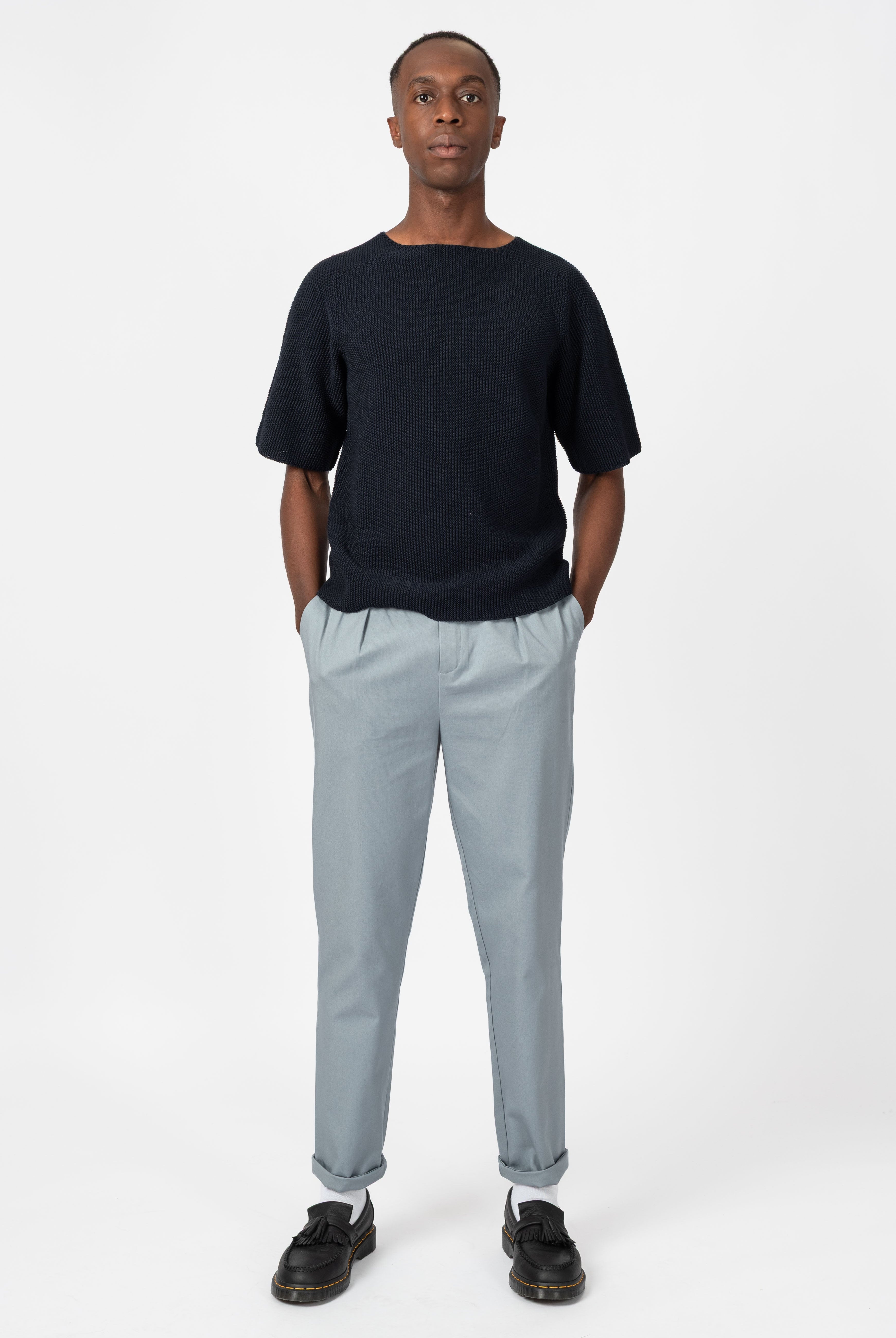 NNIstudio - OFFICE 2.0 Hose Cotton Low - Quarry Grey - Blue - XS -