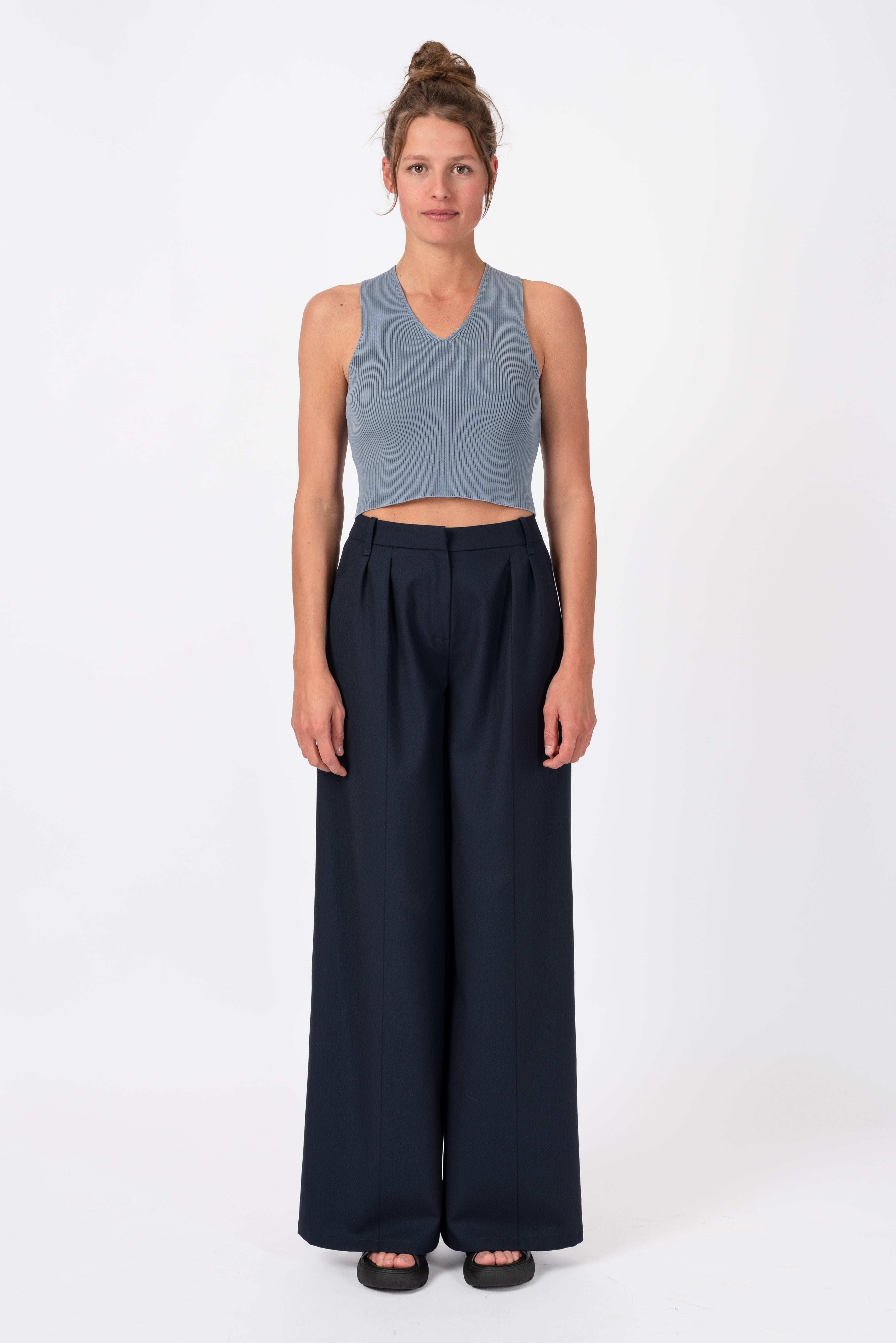 NNIstudio - PALAZZO Hose Wool - Ombre Blue - XS -