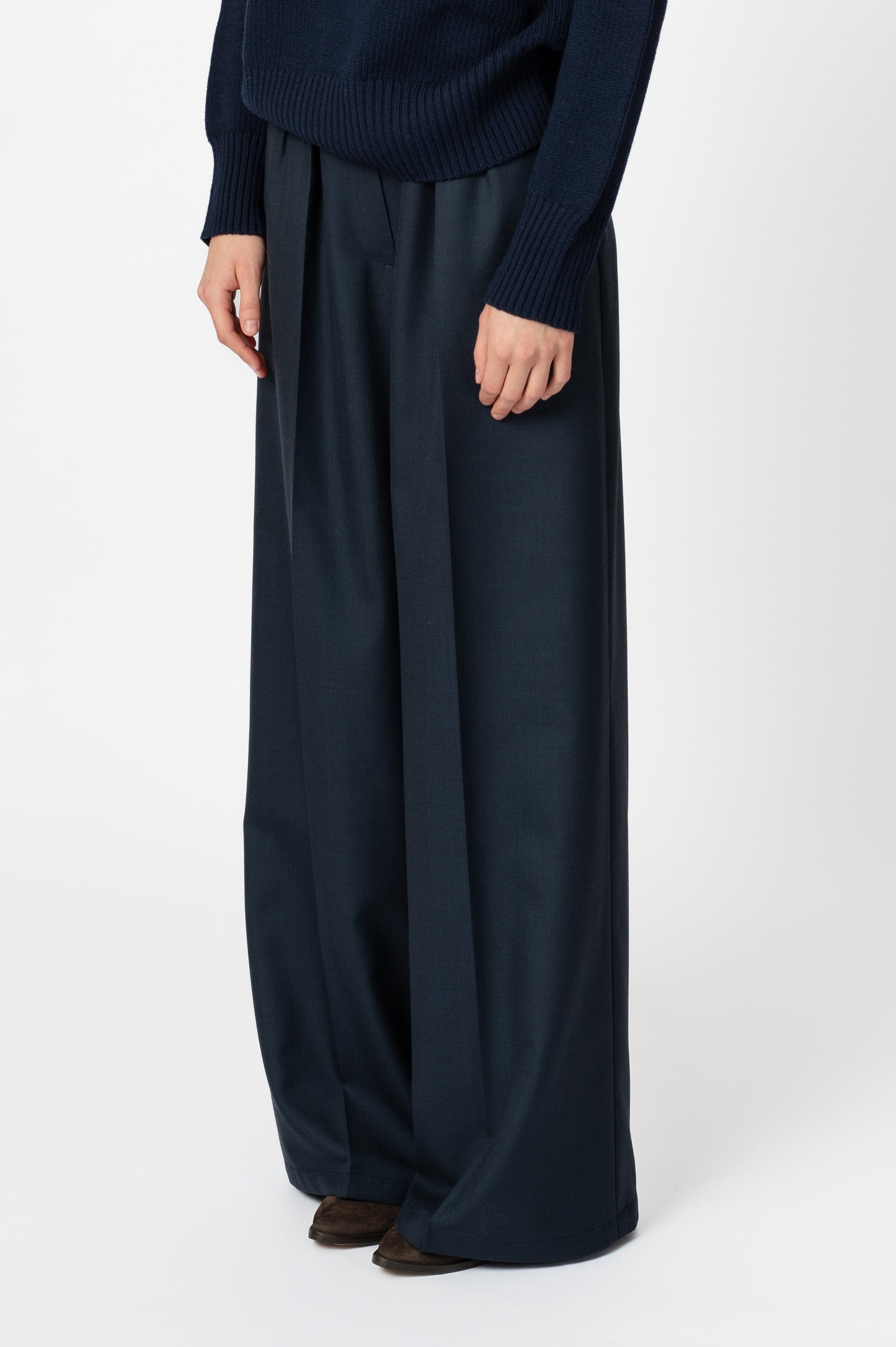 NNIstudio - PALAZZO Hose Wool - Ombre Blue - XS -