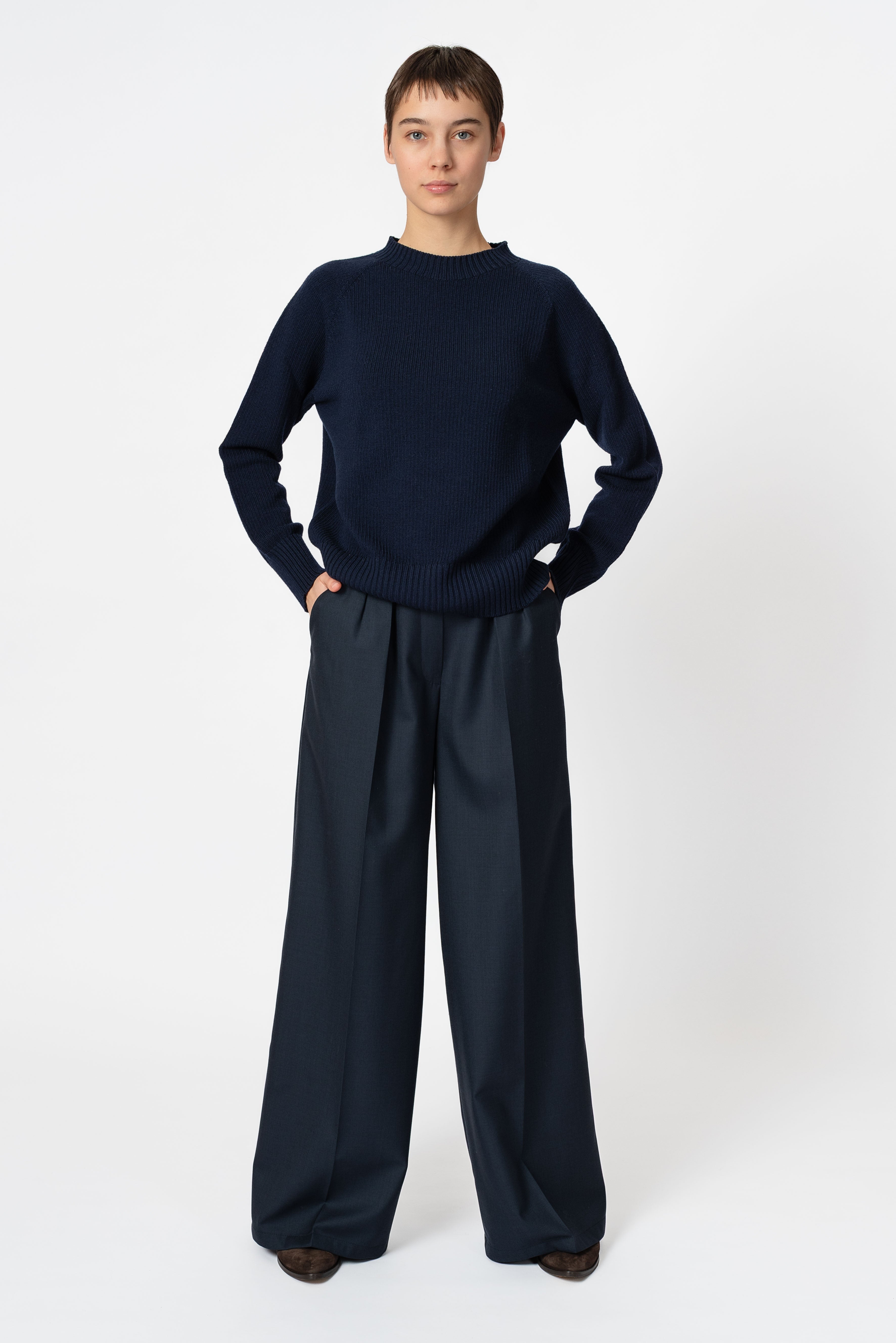 NNIstudio - PALAZZO Hose Wool - Ombre Blue - XS -