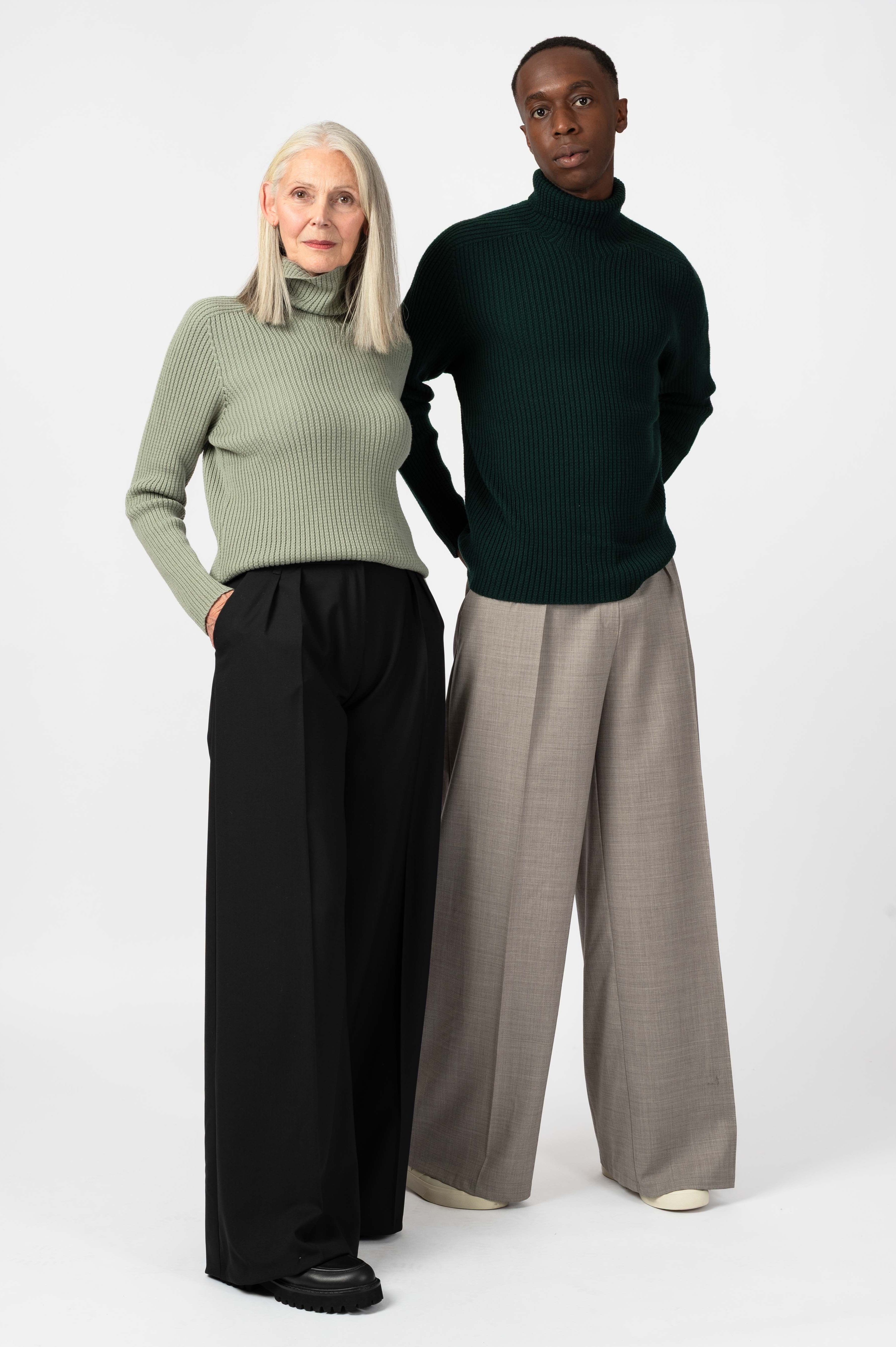 NNIstudio - PALAZZO Hose Wool - Ombre Blue - XS -