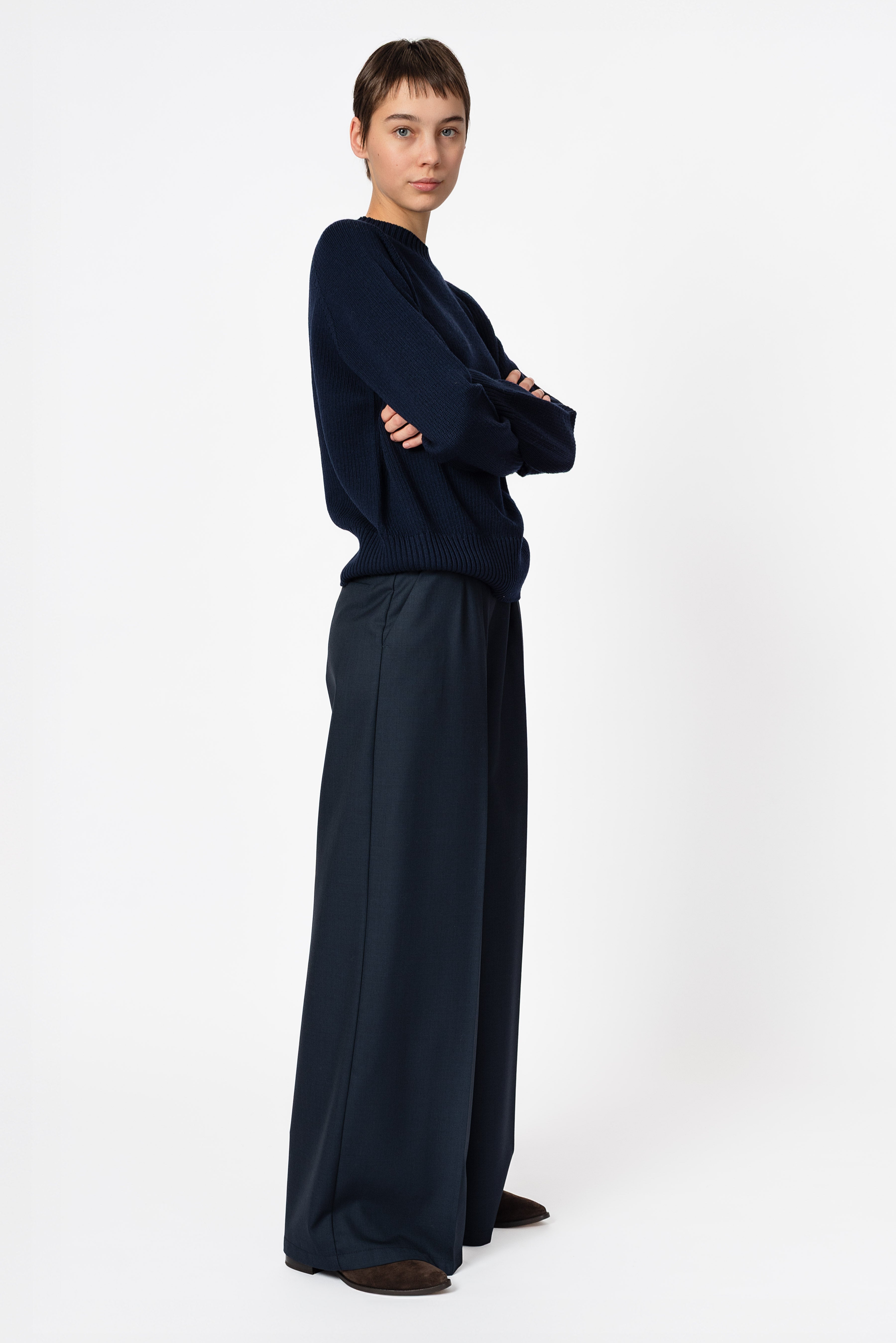 NNIstudio - PALAZZO Hose Wool - Ombre Blue - XS -