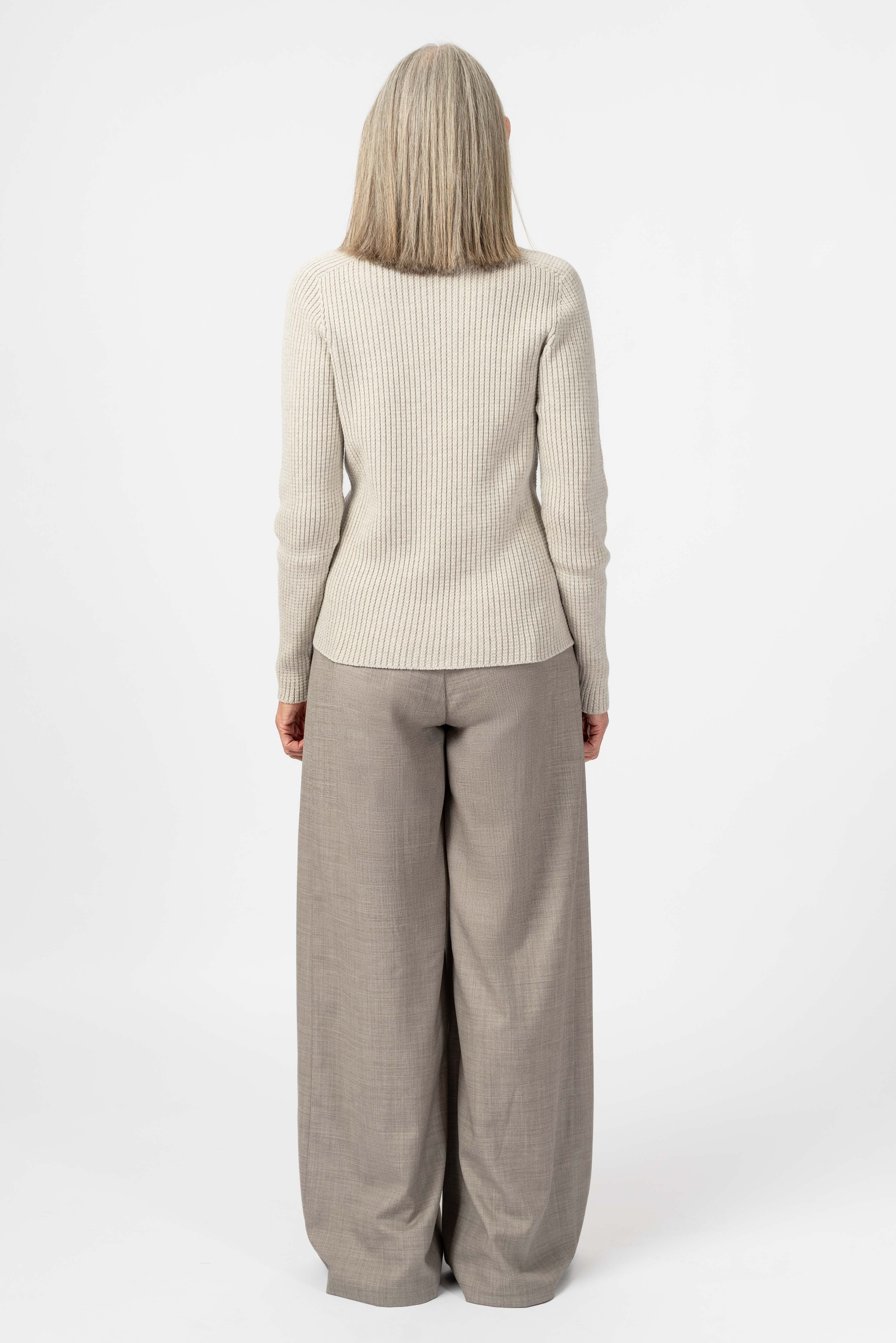 NNIstudio - PALAZZO Hose Wool - Taupe Grey (Fil à Fil) - XS -