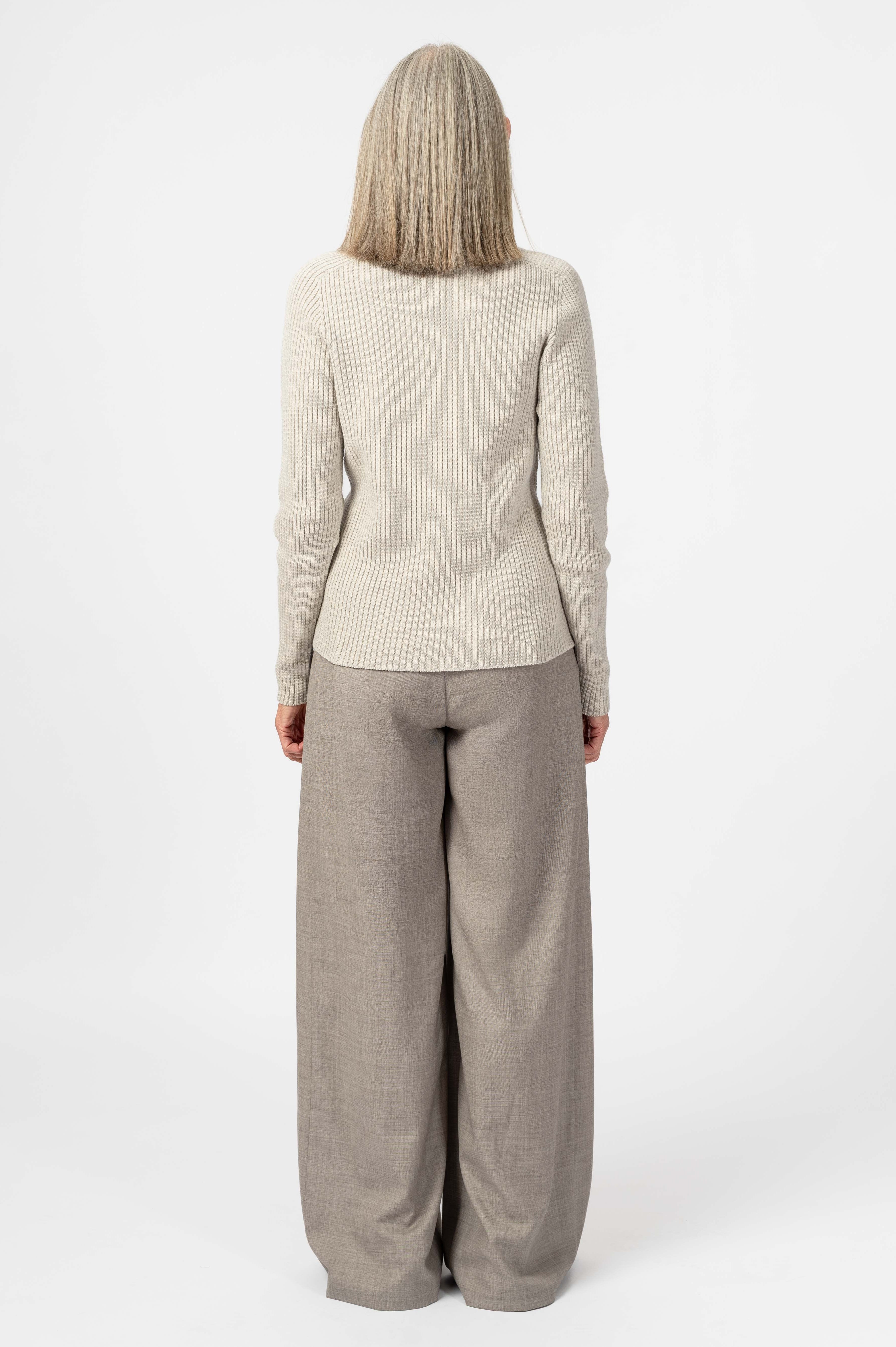 NNIstudio - PALAZZO Hose Wool - Taupe Grey (Fil à Fil) - XS -