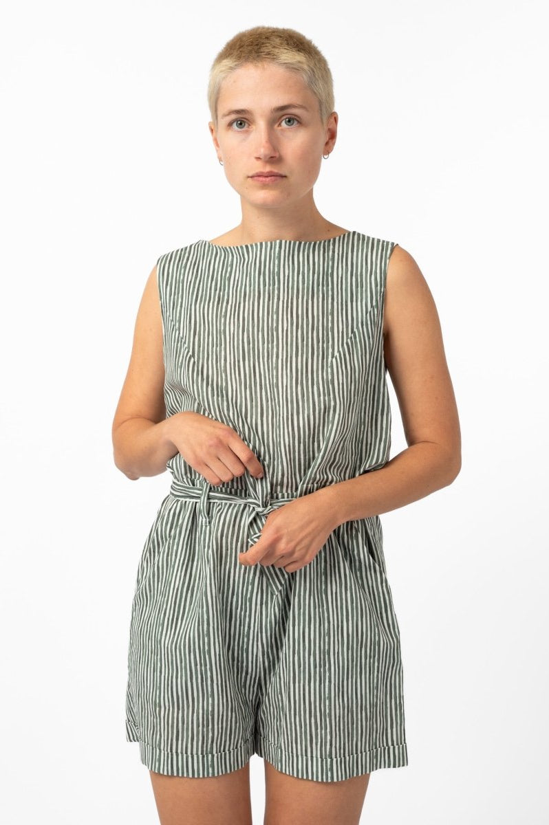 NNIstudio - PIN Kurzoverall striped - Grün gestreift - XXS -