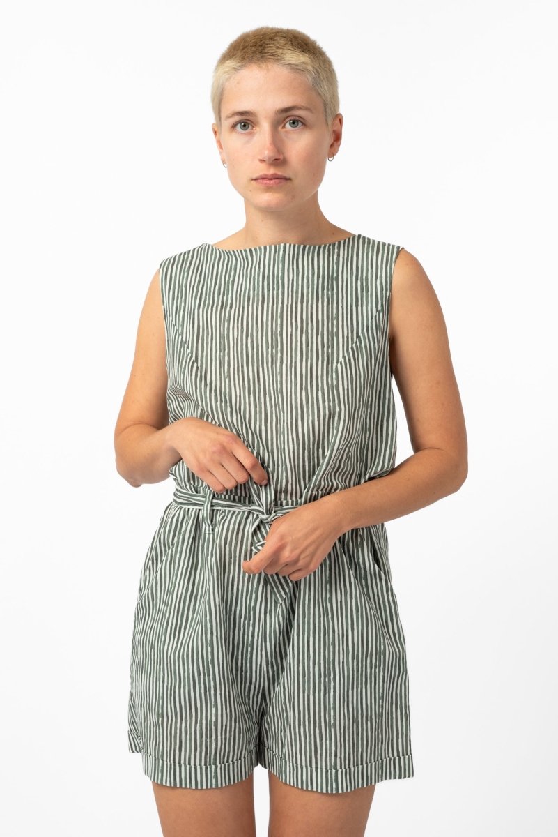 NNIstudio - PIN Kurzoverall striped - Grün gestreift - XXS -