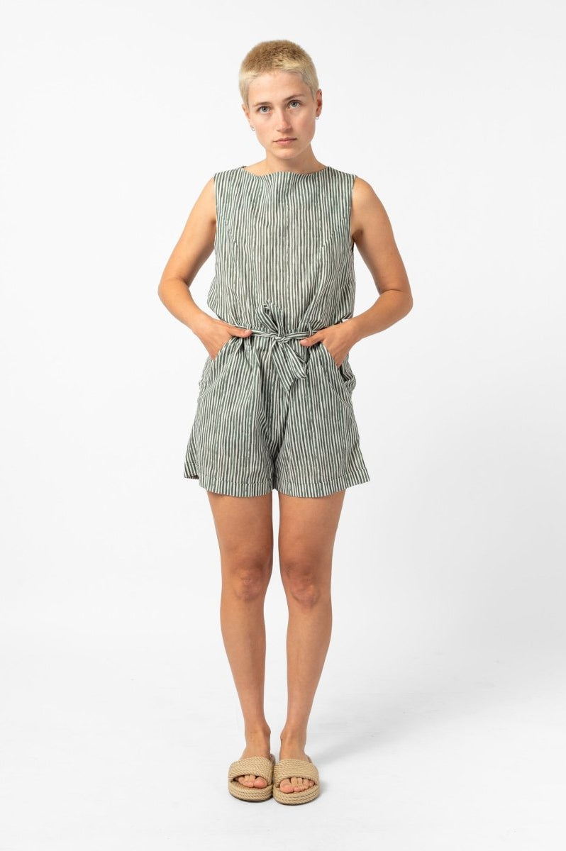NNIstudio - PIN Kurzoverall striped - Grün gestreift - XXS -