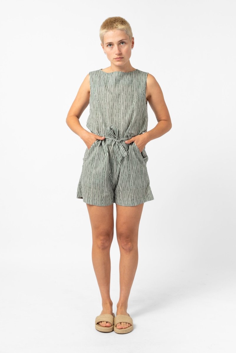 NNIstudio - PIN Kurzoverall striped - Grün gestreift - XXS -