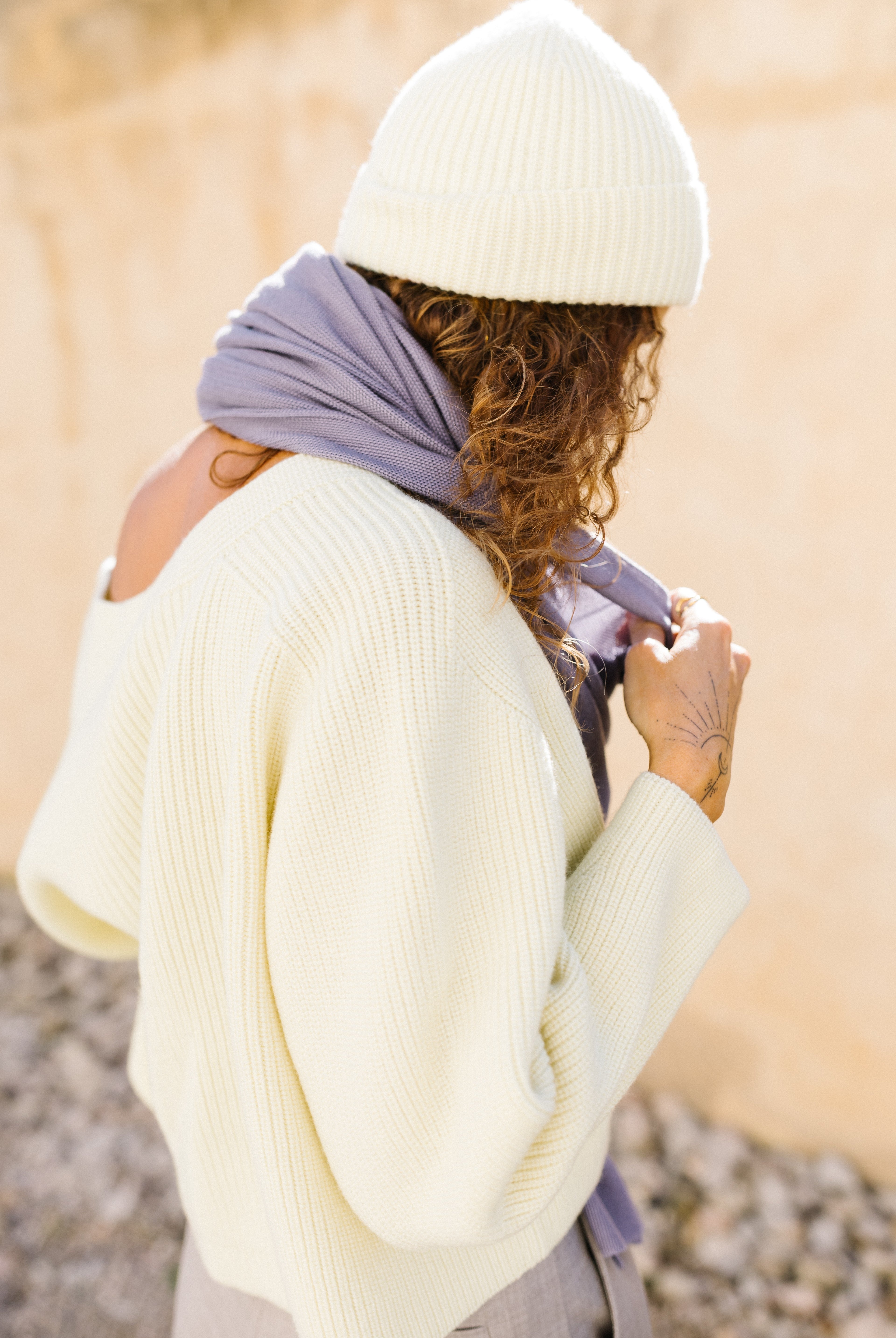 NNIstudio - RICE Stola x CLASSIC Beanie Set - Birch Melange - Birch Melange -