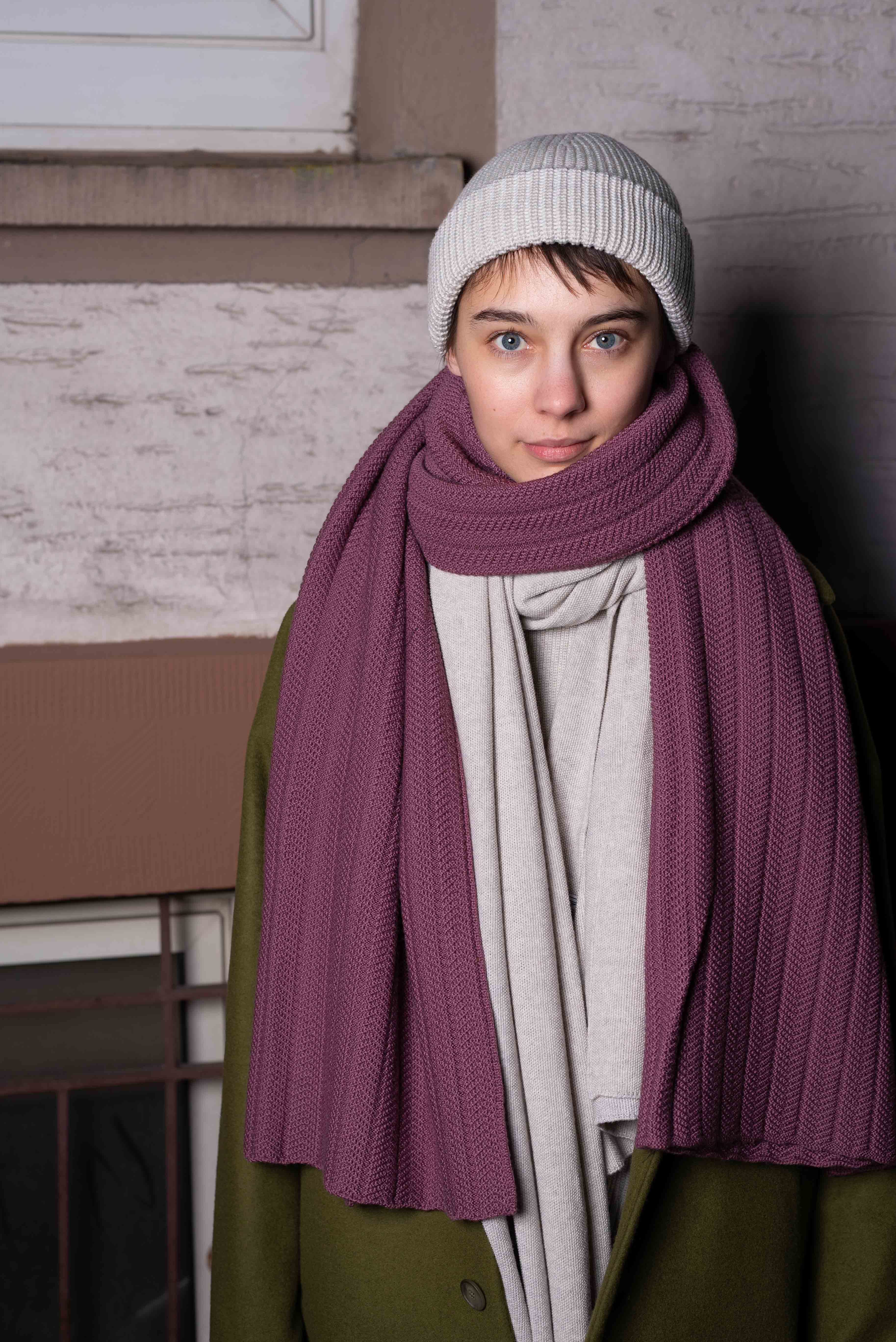 NNIstudio - RICE Stola x CLASSIC Beanie Set - Standard (ca. 20 cm hoch / 19 cm breit) - Lemonade - Birch Melange