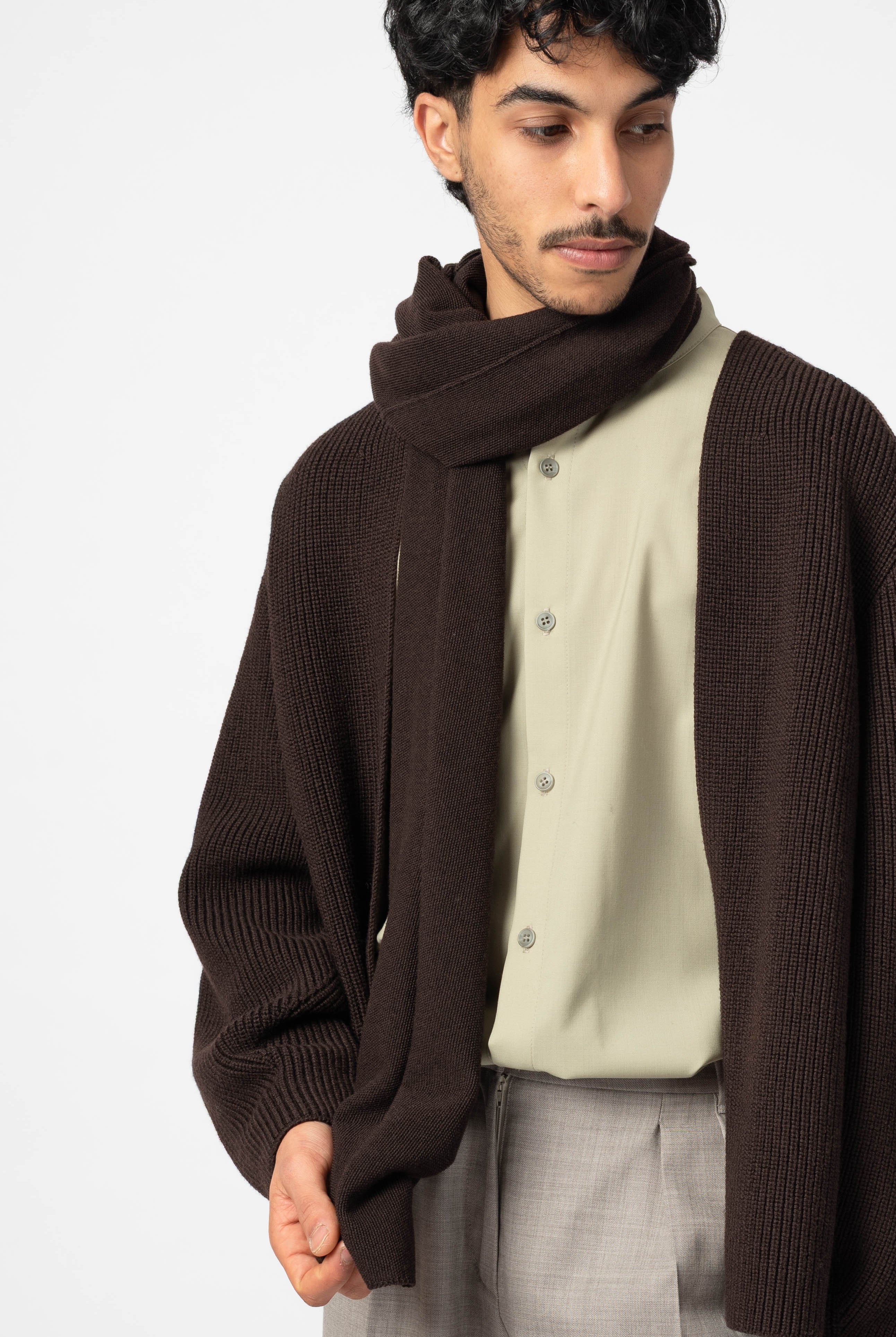 NNIstudio - RICE Strick - Stola - Chocolate Brown -