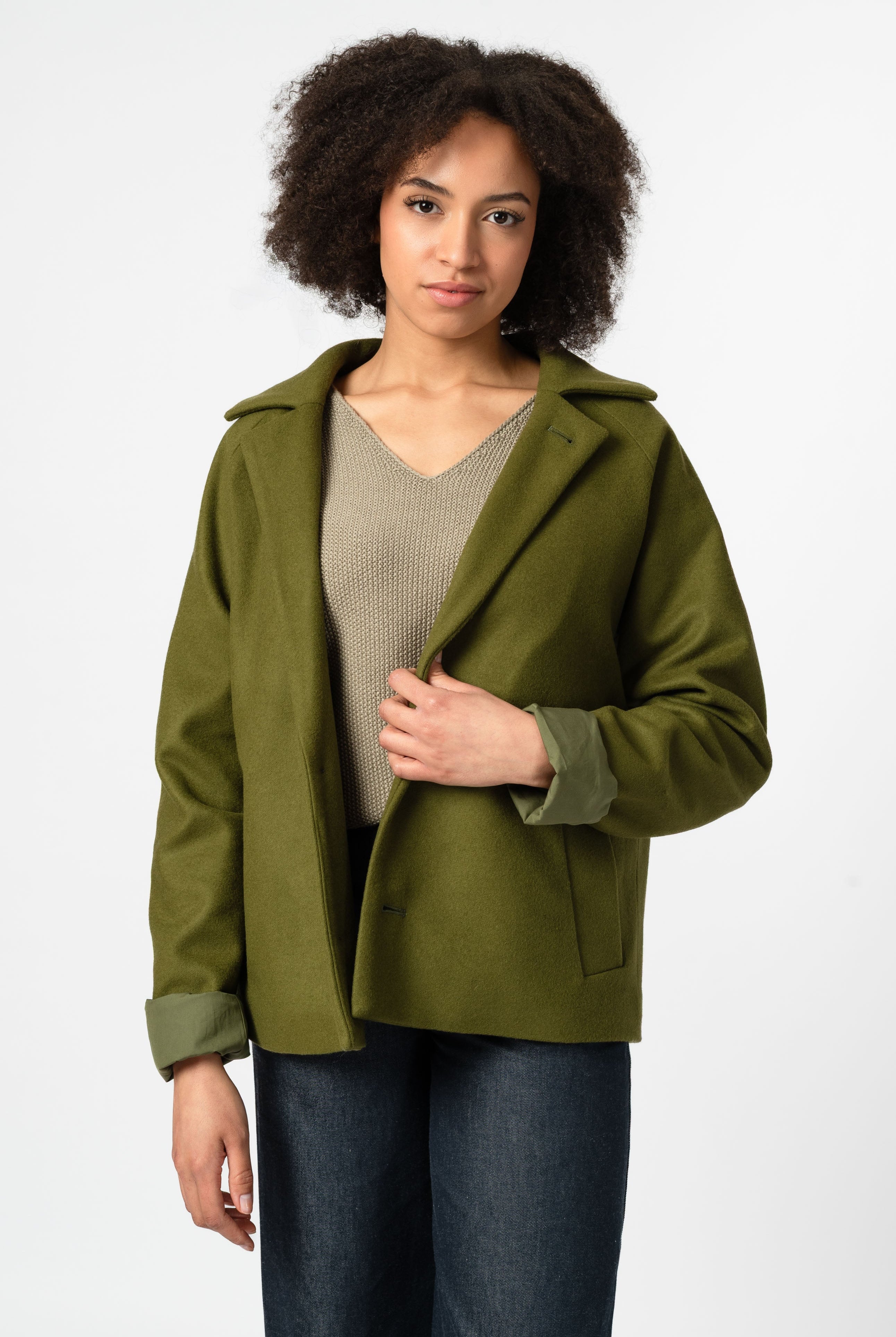 NNIstudio - SHORTCOAT 2.0 Wool Jacke - Olive Drab - XS -
