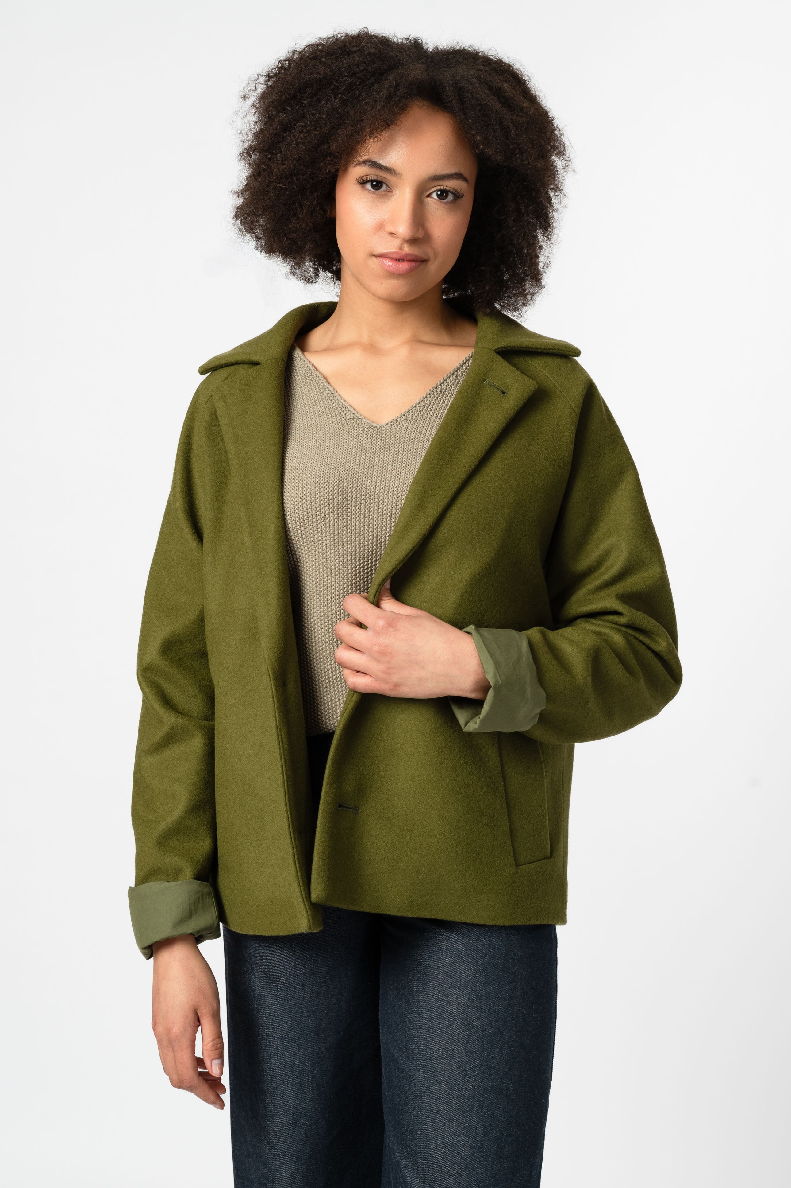 NNIstudio - SHORTCOAT 2.0 Wool Jacke - Olive Drab - XS -