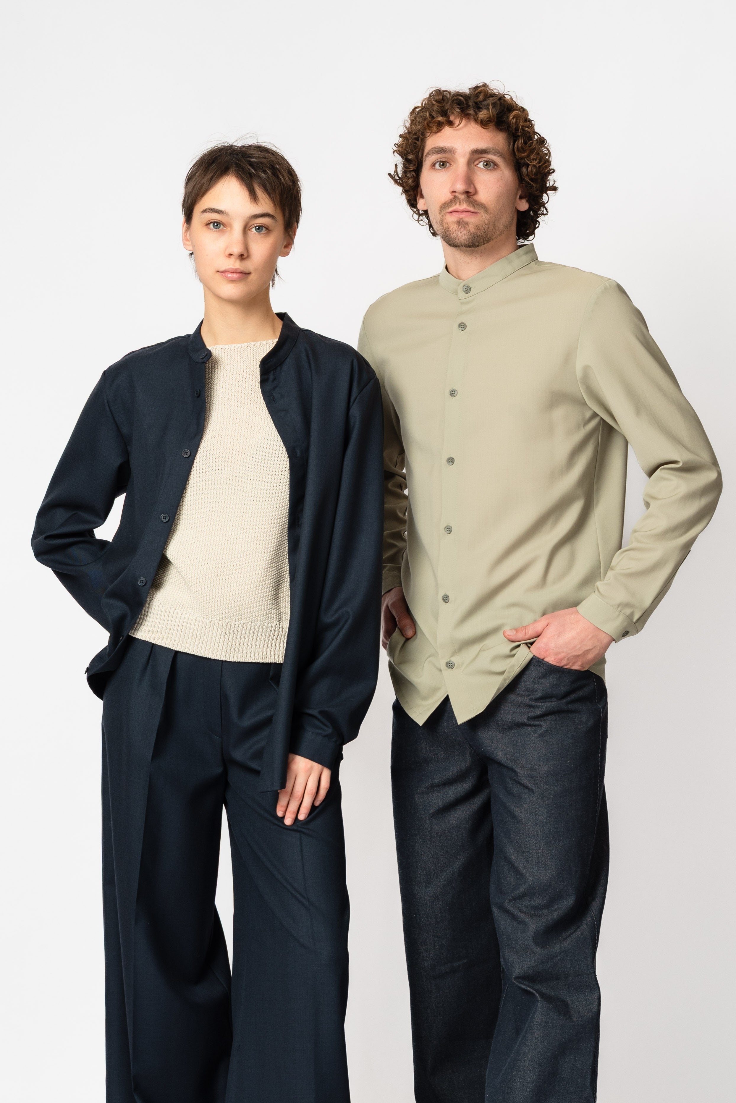 NNIstudio - SLEEK Hemd 2.0 Wool - Slate Green - XS/S -