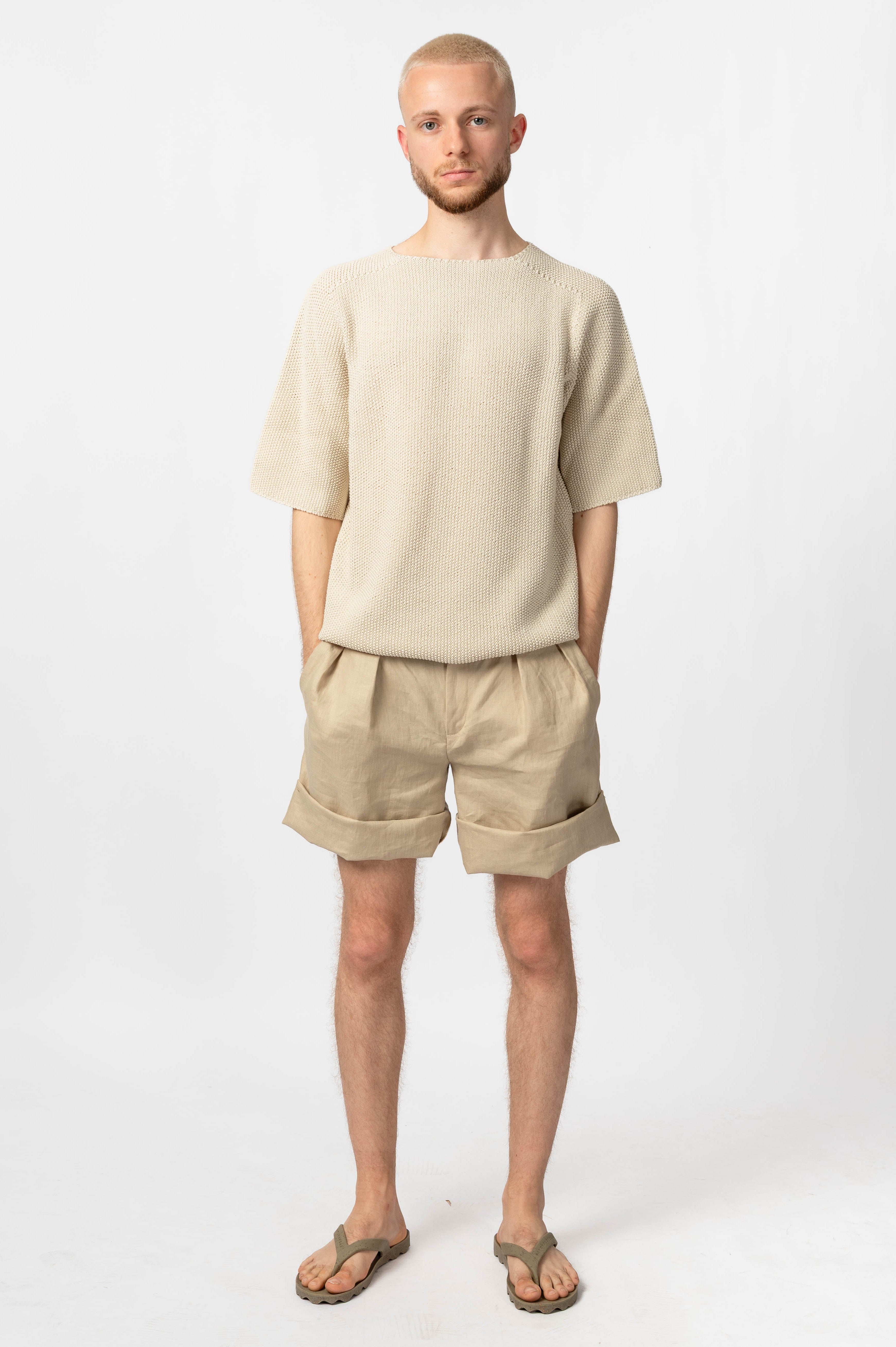 NNIstudio - SPAZIO Leinen - Shorts Unisex - Sand - XS -