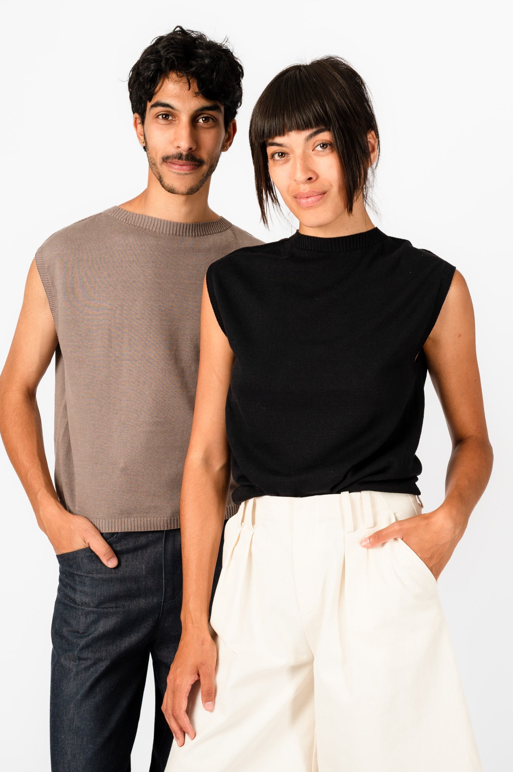 NNIstudio - SQUARE Strick-Pullunder Linen - Dusty Pink - XS -