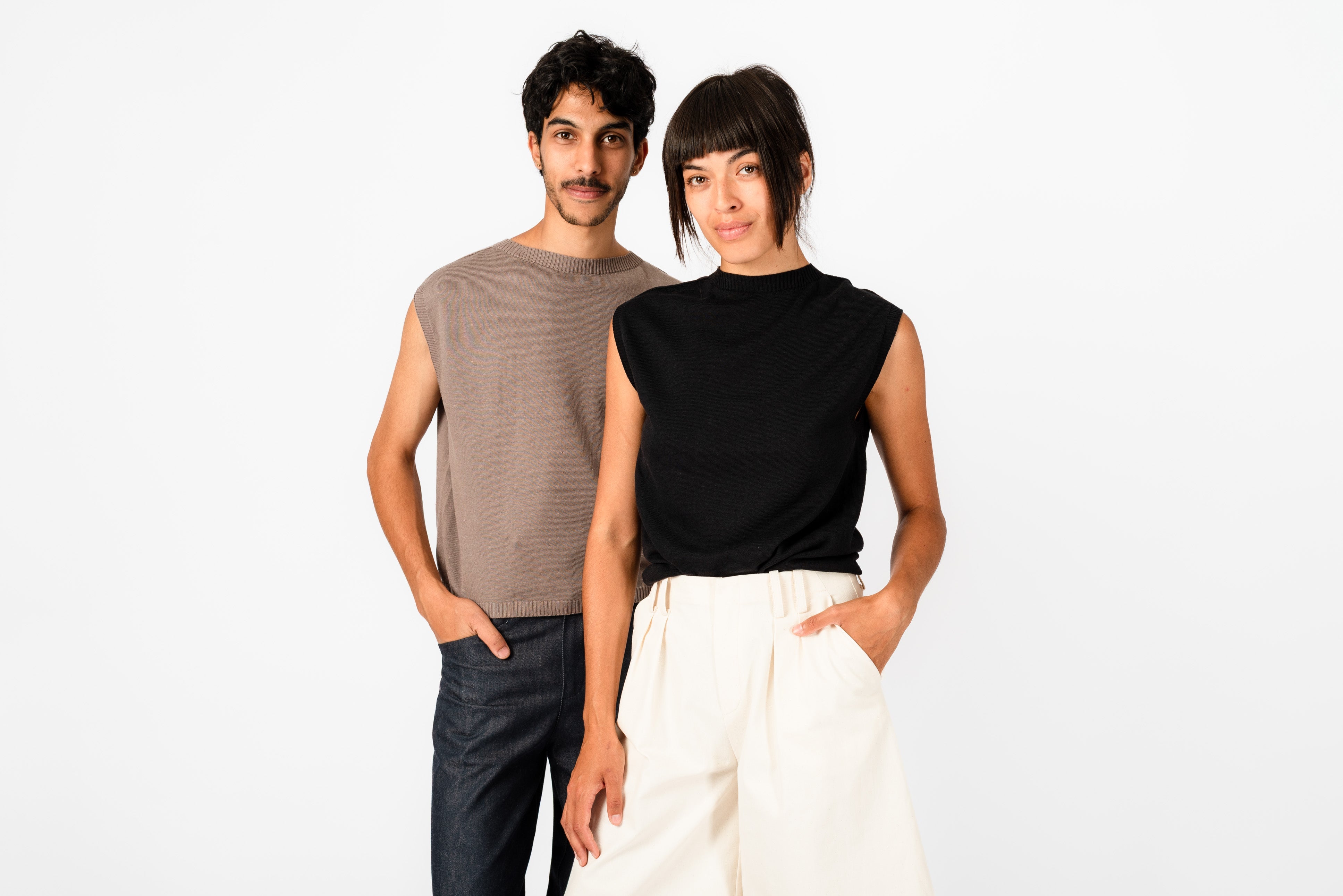 NNIstudio - SQUARE Strick-Pullunder Linen - Dusty Pink - XS -