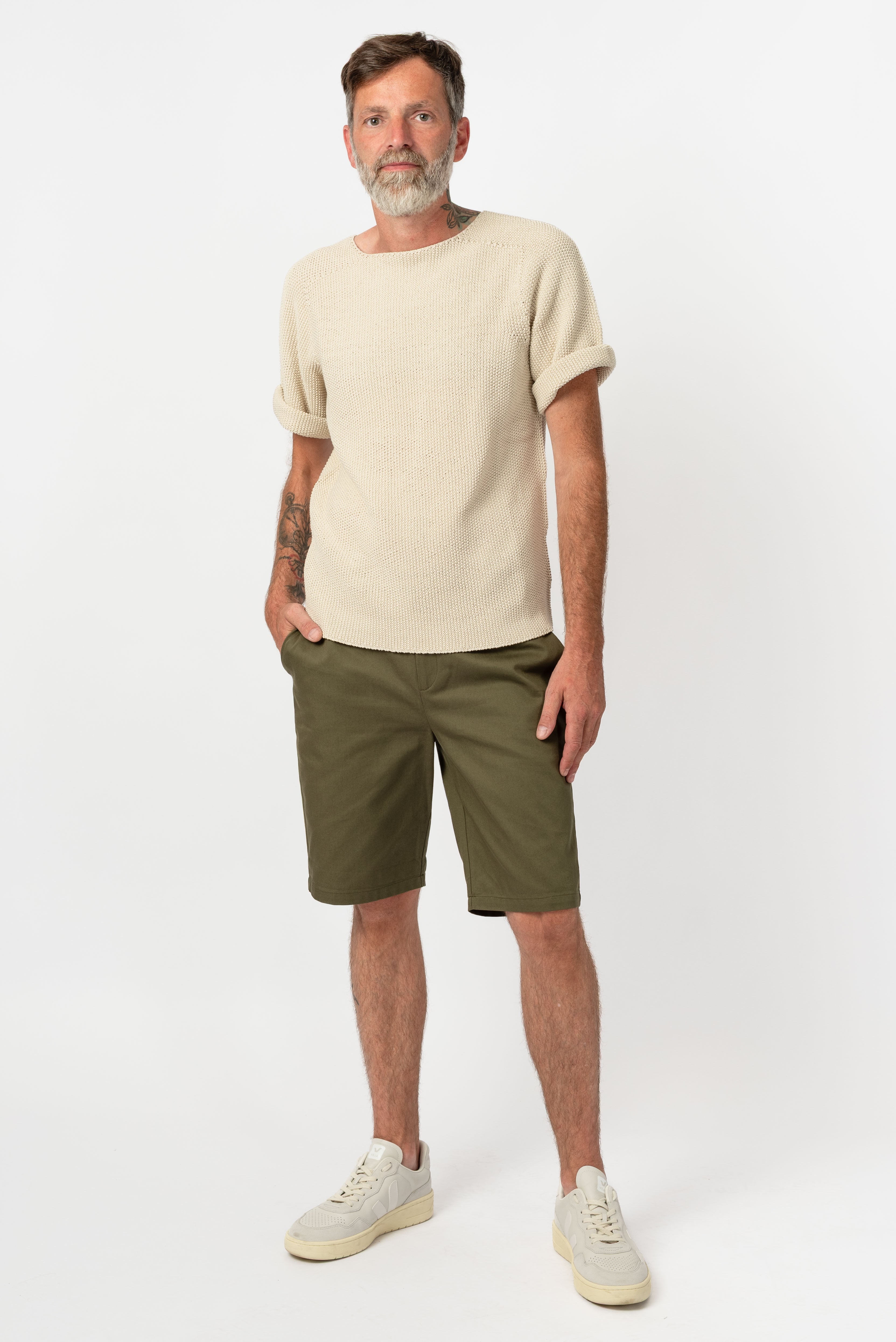 NNIstudio - STRAIGHT Shorts Cotton - Olive - XS -