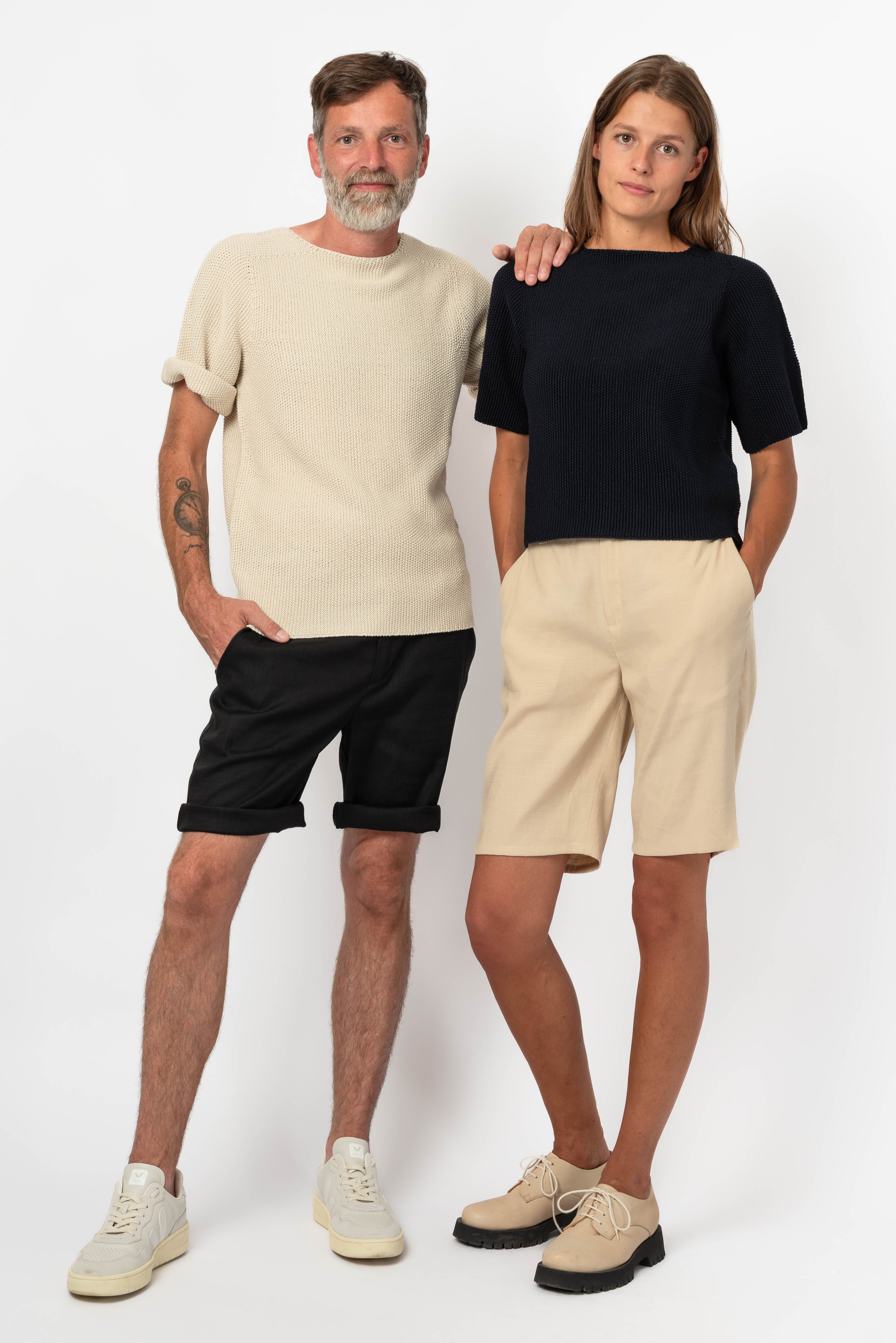 NNIstudio - STRAIGHT Shorts Leinen - Phantom Black - XS -