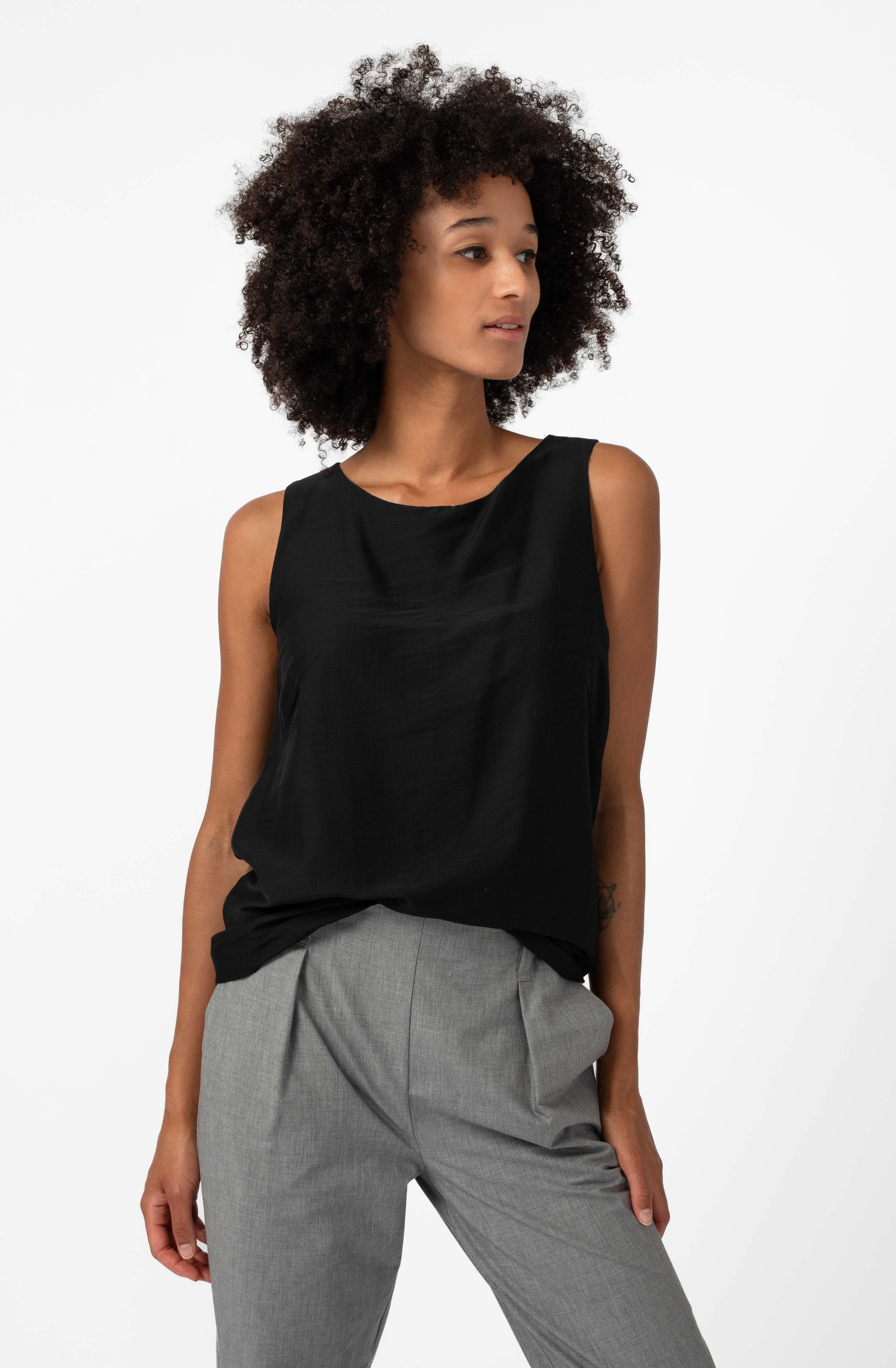 NNIstudio - STRAIGHT SILK Top - Schwarz - XS -