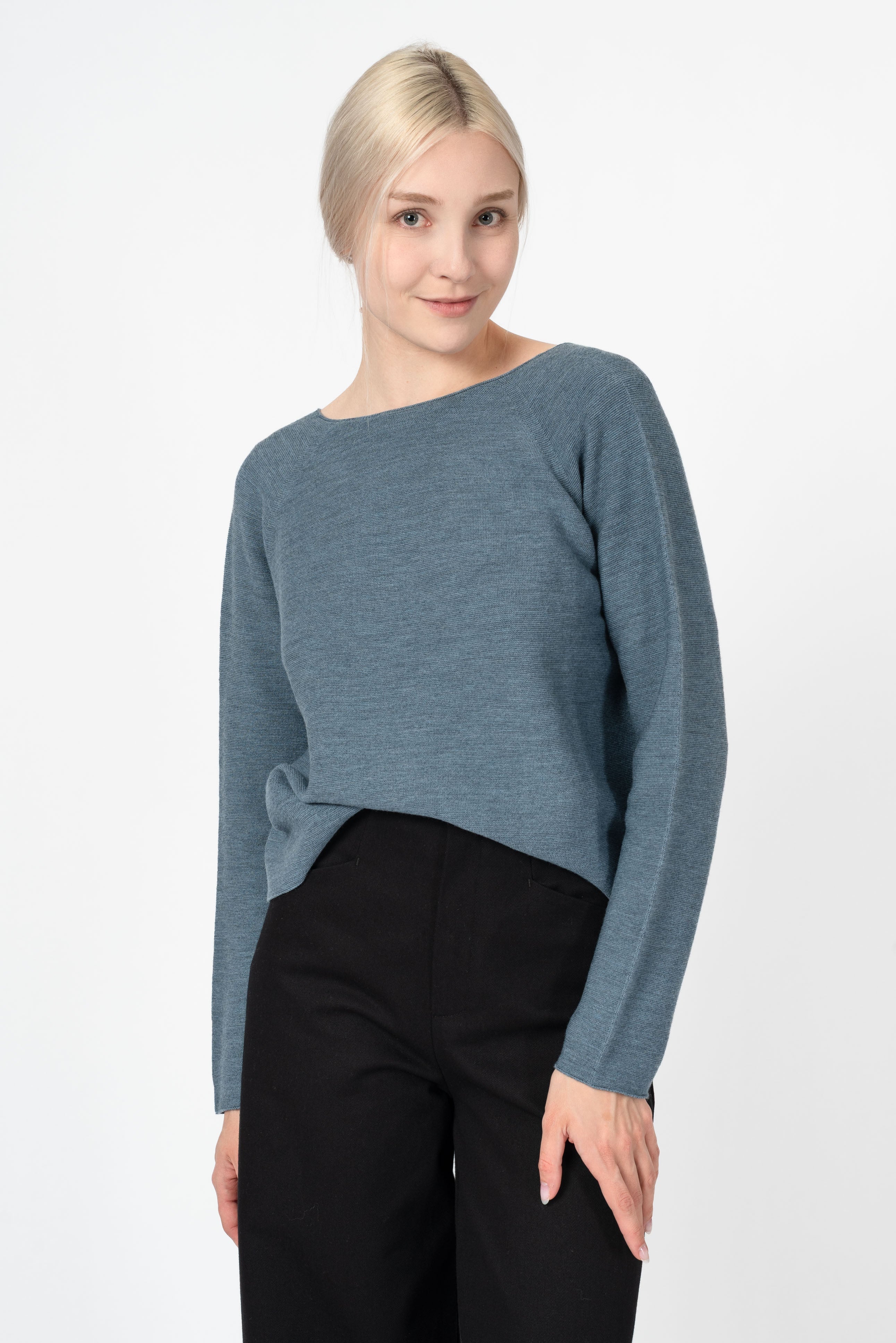 NNIstudio - COZY Strick - Pullover - Dusty Blue Melange (ehem. Sky Blue) - XS - 