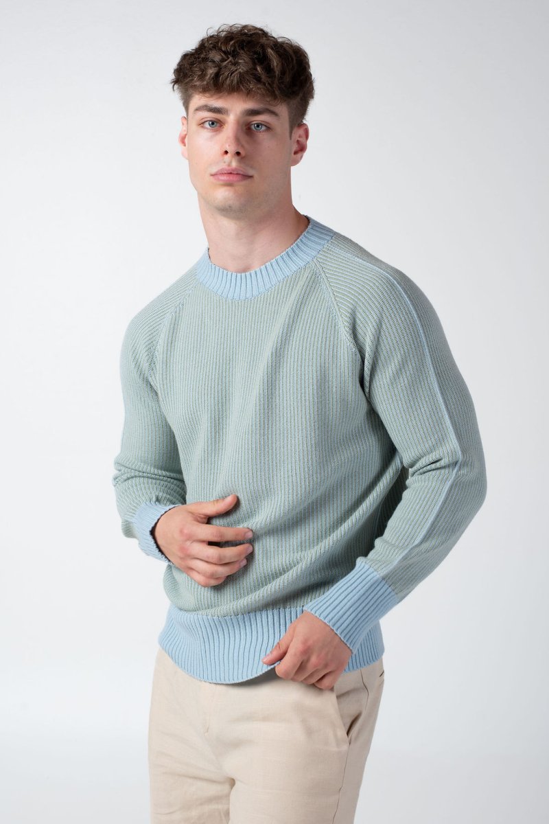 NNIstudio - CREW Pullover Unisex - Hellblau/Lime - XS - 