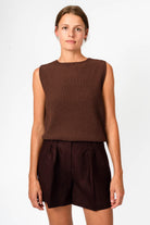 NNIstudio - CRISP Strick-Pullunder - Deep Mahogany Brown - XS -