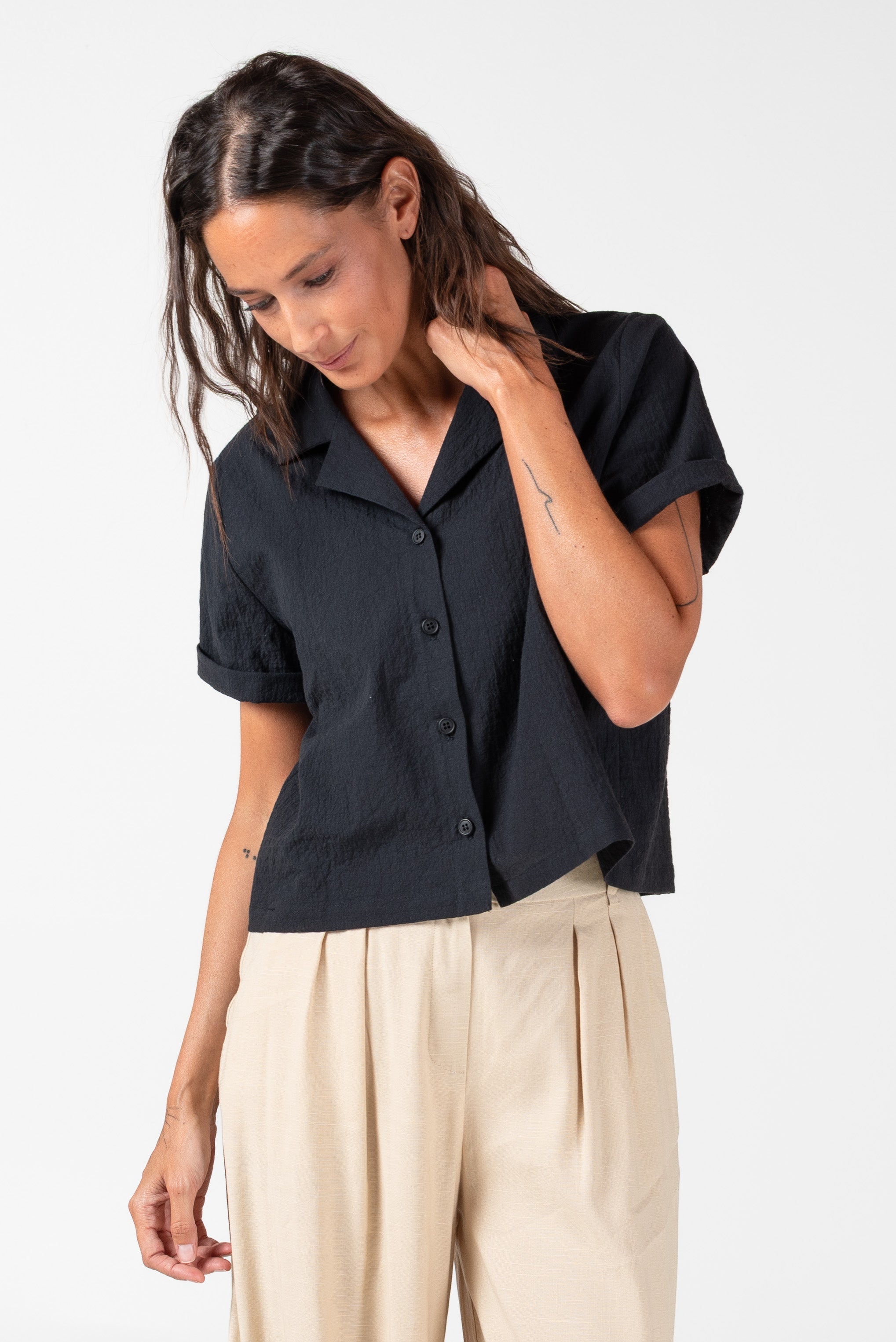 NNIstudio - CUBAN Bluse - Ebony Black - XS/S - 